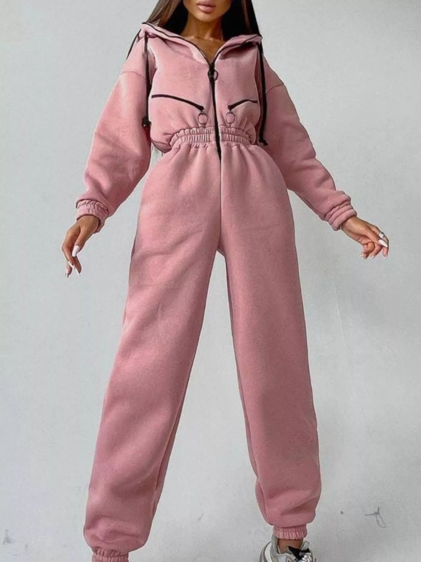 Hooded Zip - Up Long Sleeve Jumpsuit - Salt & Stone