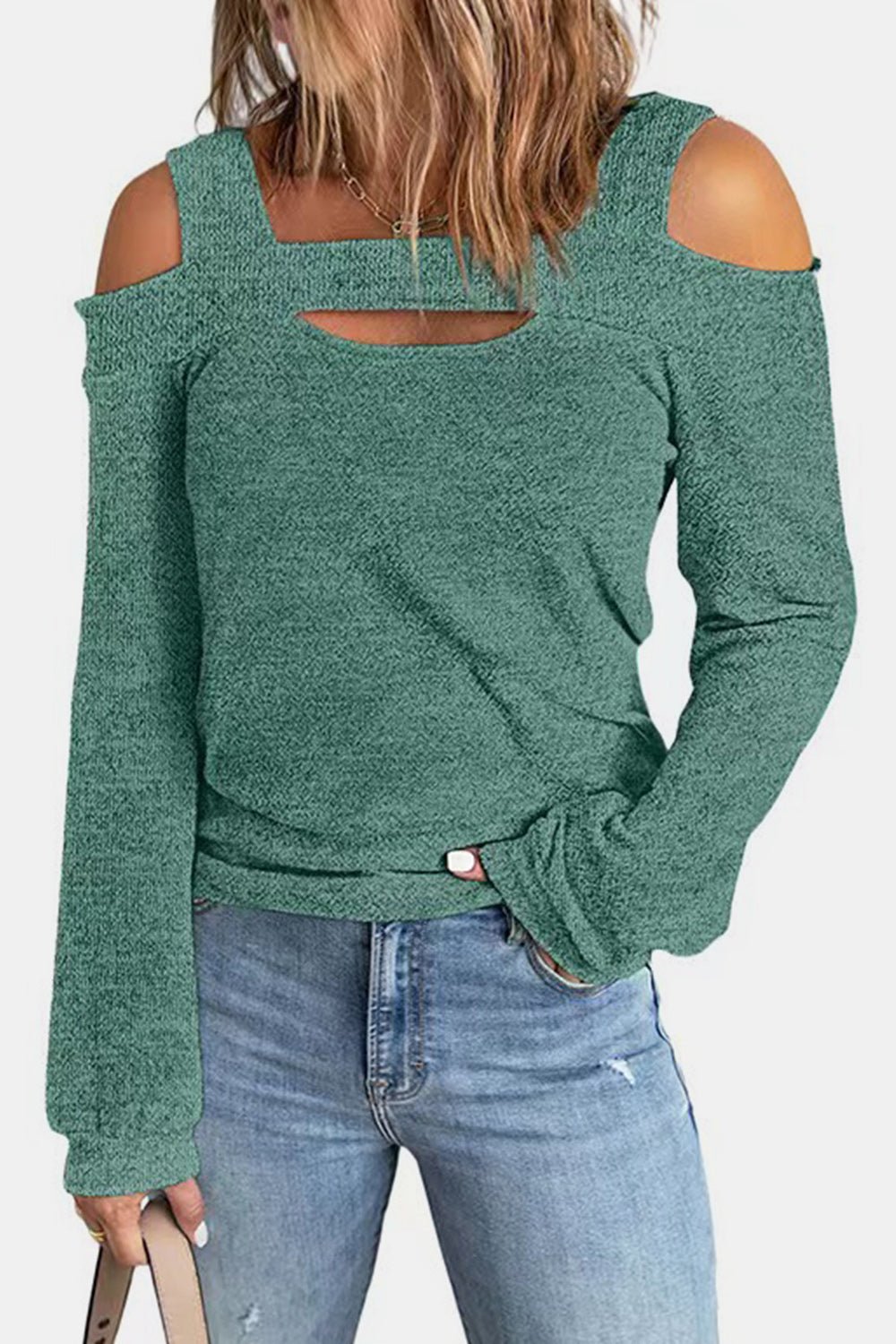 Full Size Cutout Cold Shoulder Blouse - Salt & Stone