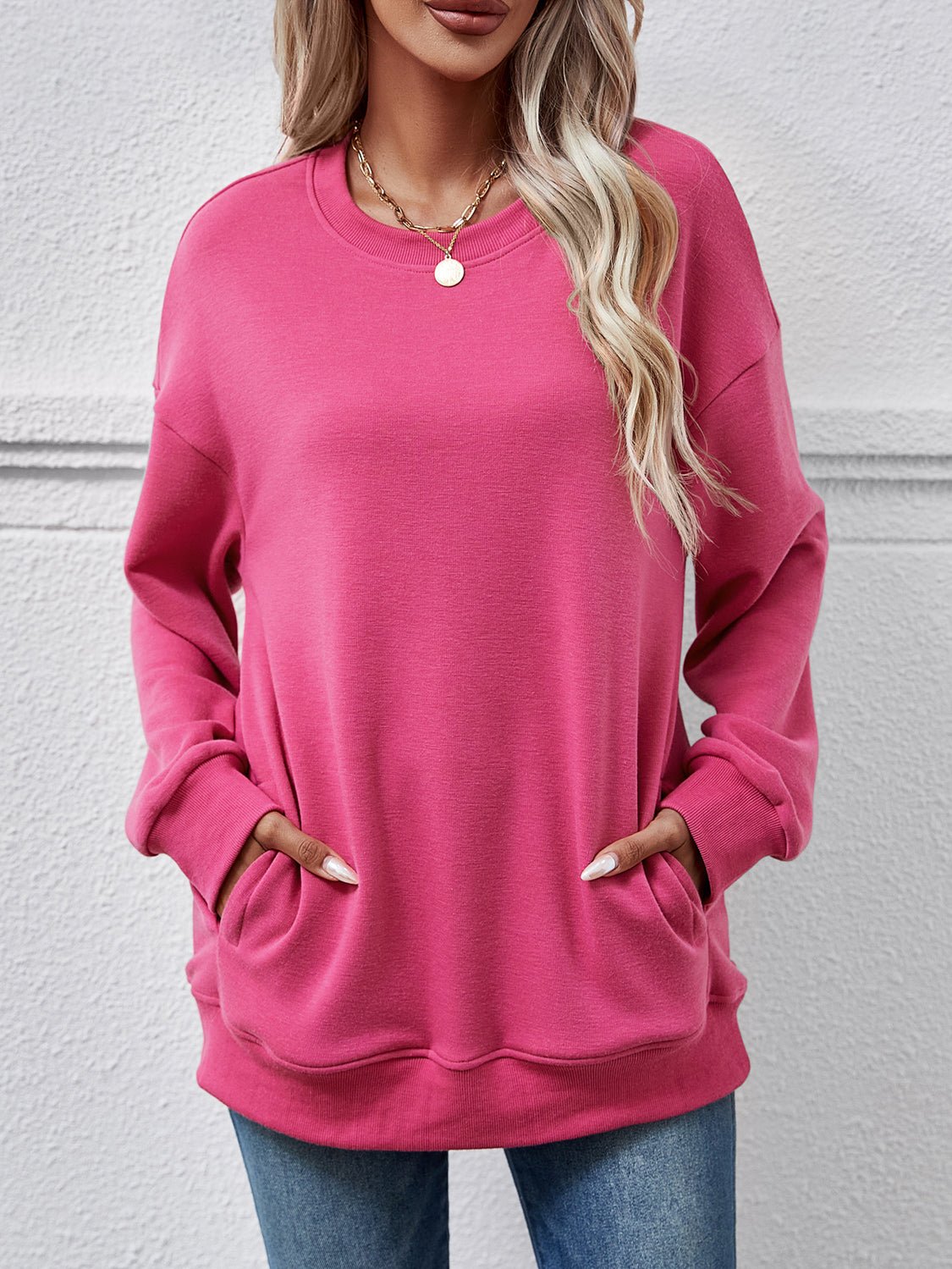 Dropped Shoulder Sweatshirt with Pockets - Salt & Stone