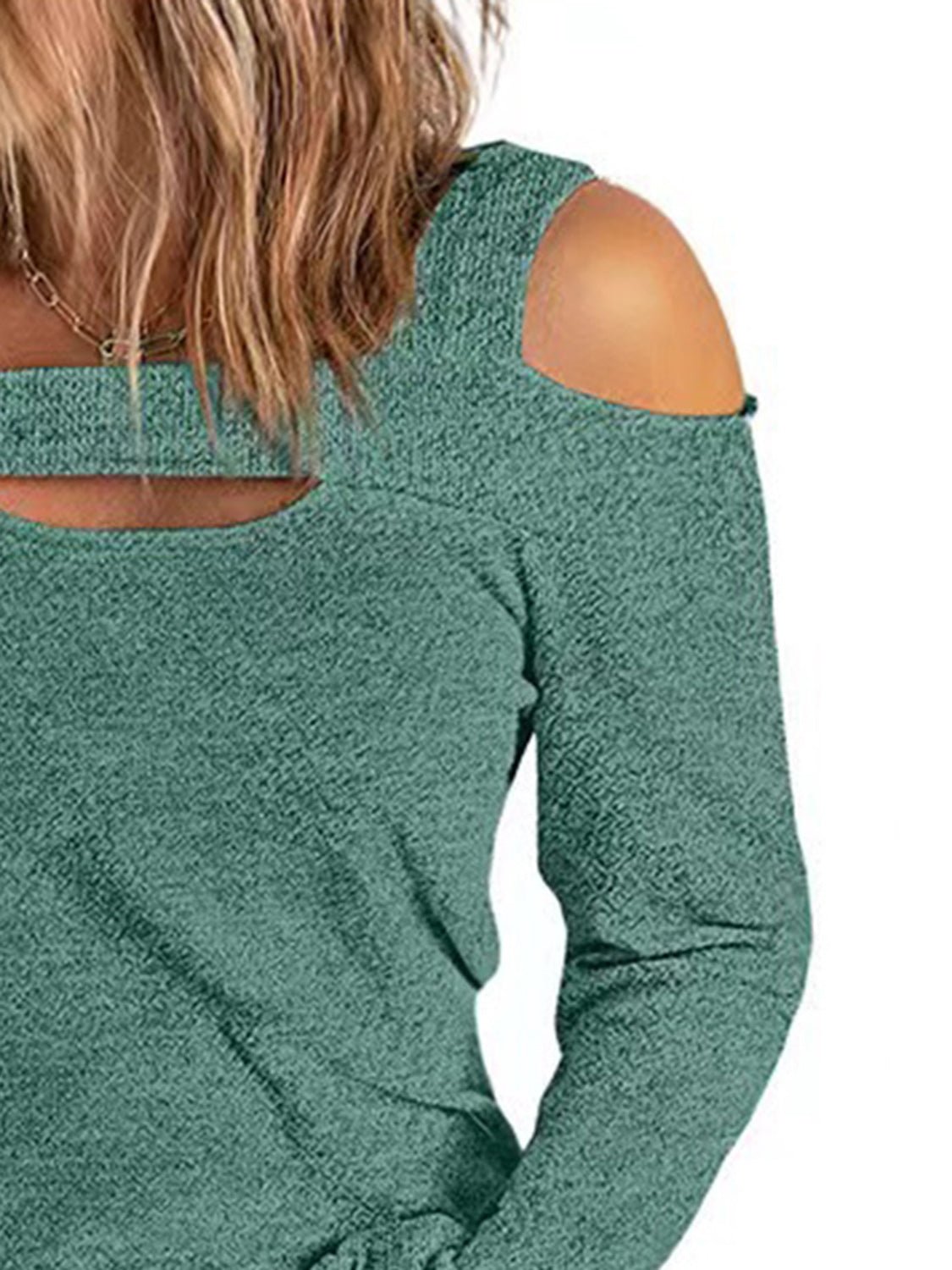 Full Size Cutout Cold Shoulder Blouse - Salt & Stone