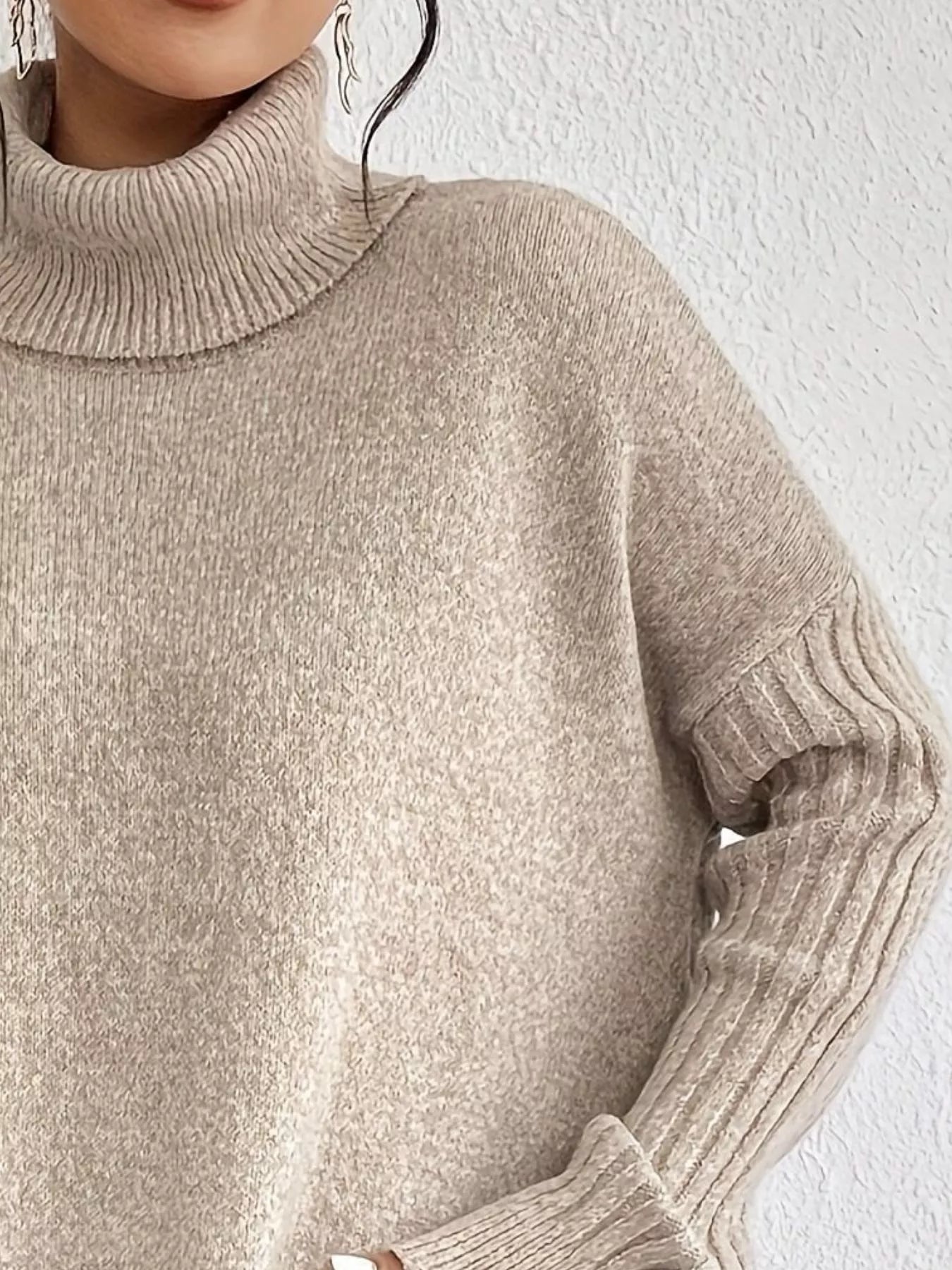 Turtleneck Dropped Shoulder Sweater - Salt & Stone