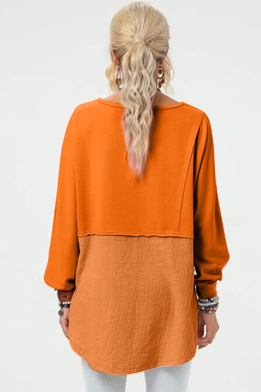 Double Take Full Size Long Sleeve High - Low T-Shirt - Salt & Stone