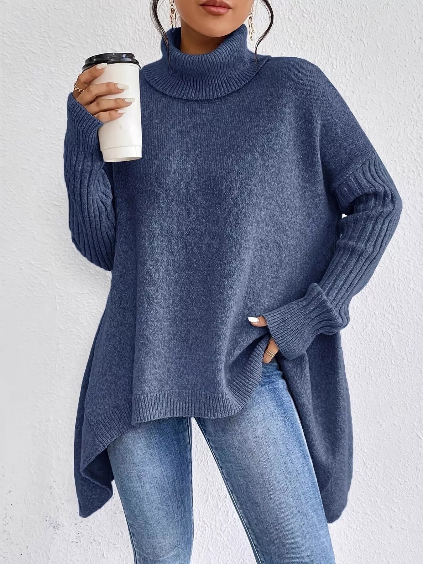 Turtleneck Dropped Shoulder Sweater - Salt & Stone