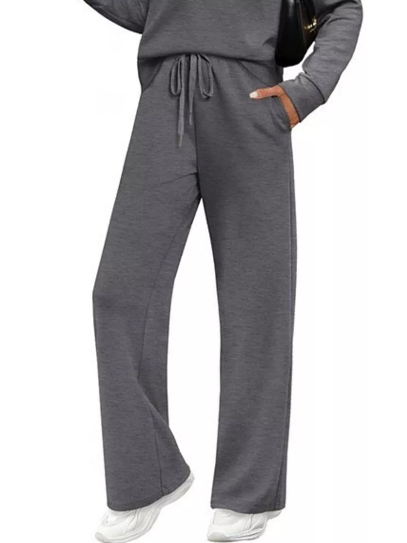 Full Size Long Sleeve Round Neck Top and Pants Set Plus Size - Salt & Stone