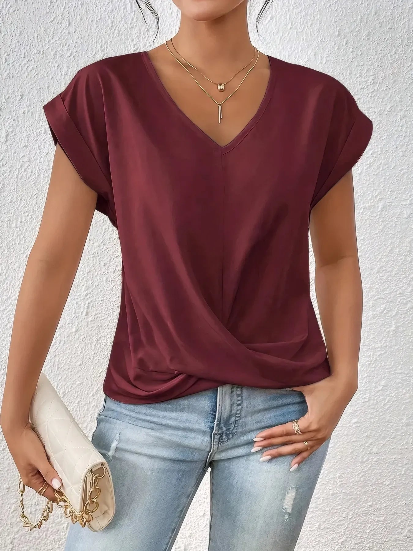 V - Neck Twist Front Top - Salt & Stone