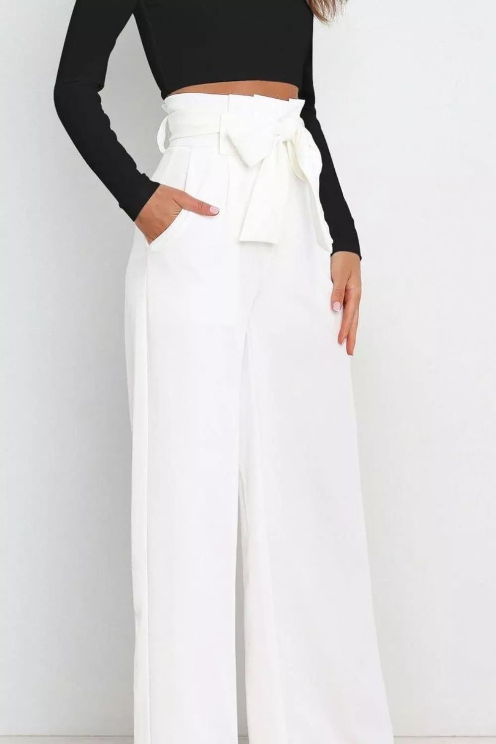 High Waist Tie Front Wide Leg Pants - Salt & Stone