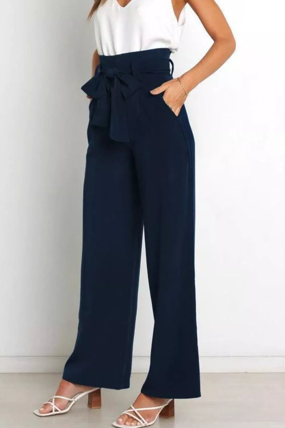 High Waist Tie Front Wide Leg Pants - Salt & Stone