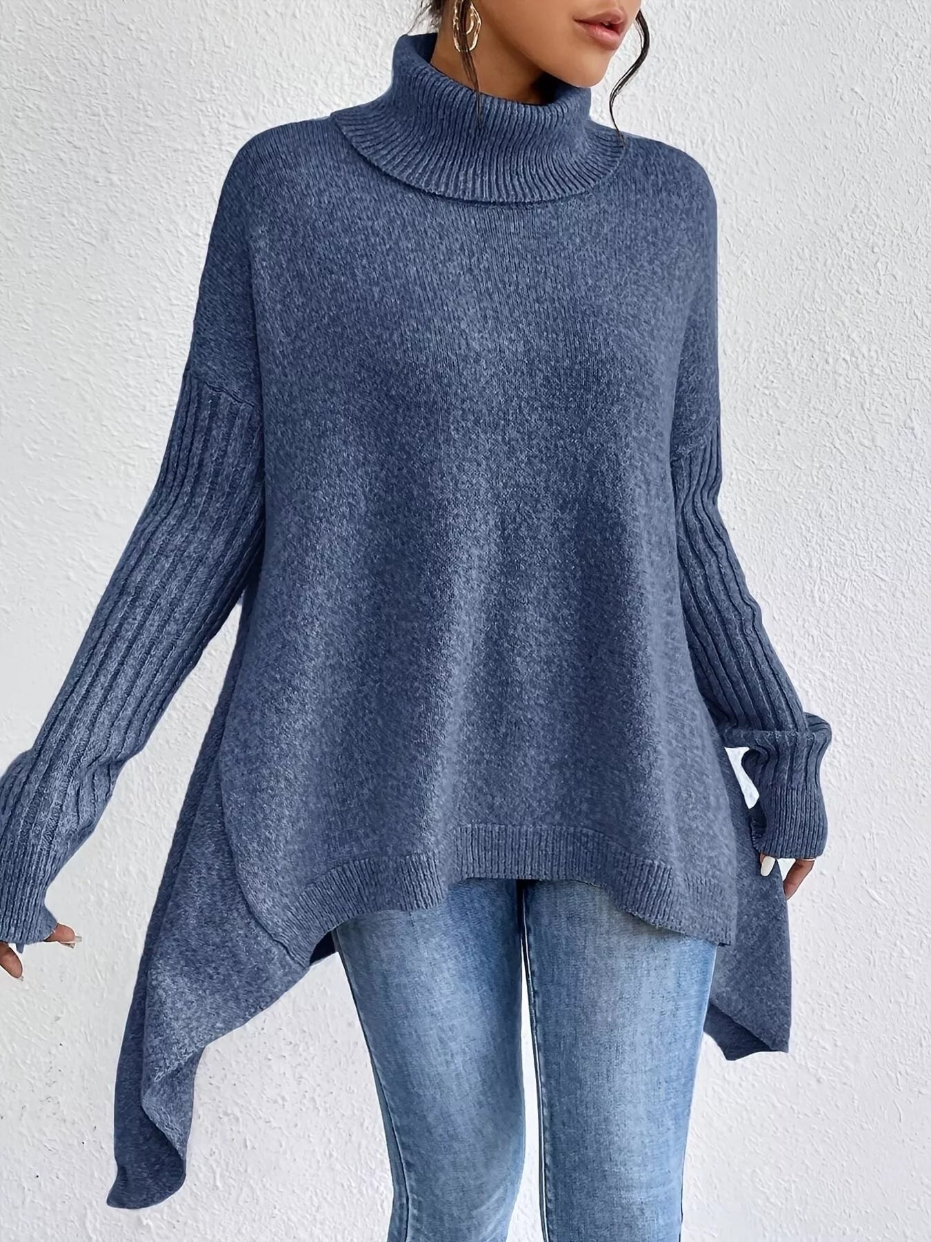 Turtleneck Dropped Shoulder Sweater - Salt & Stone