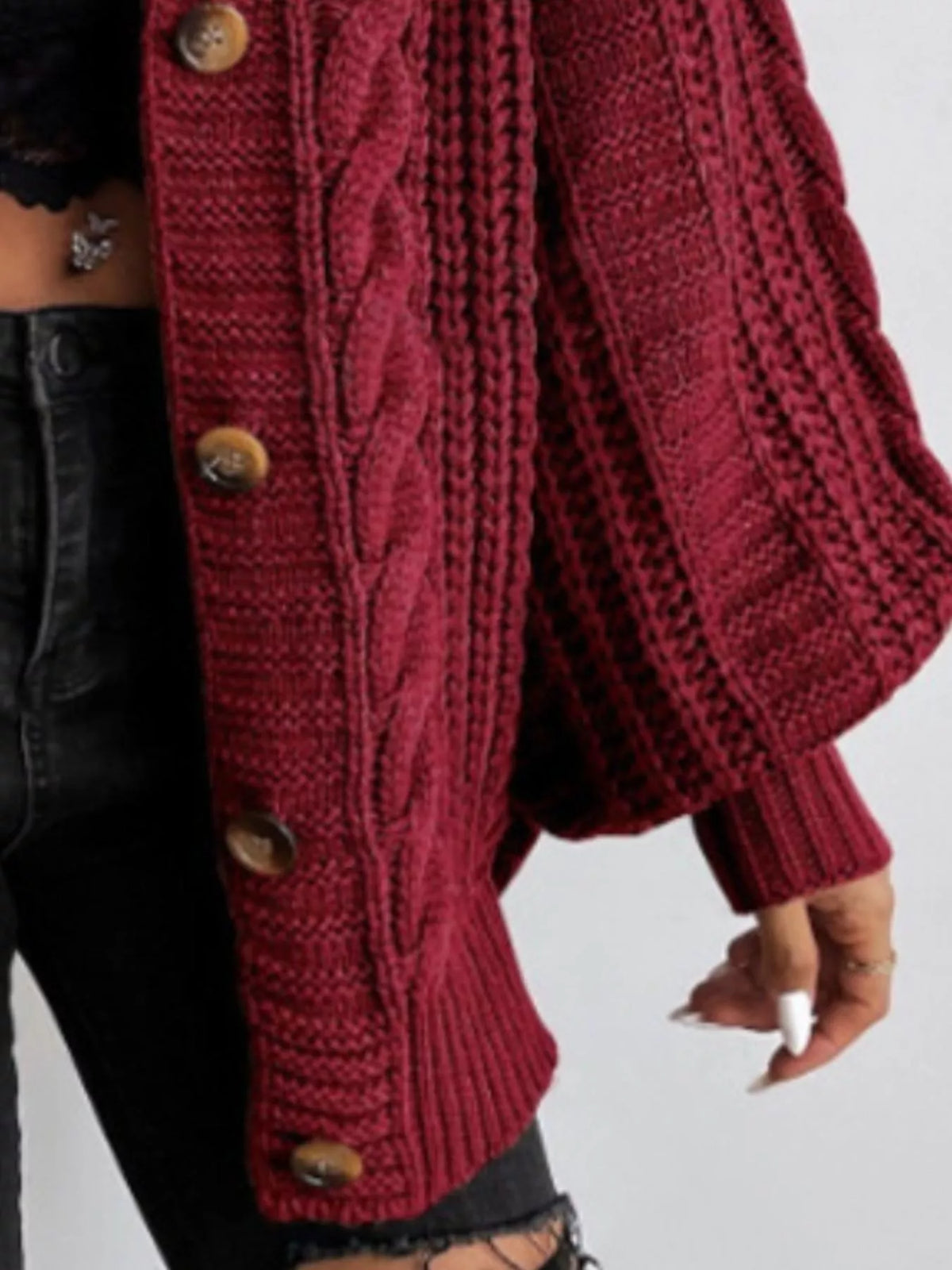 Chunky Knit Cable Knit Button-Up Cardigan - Salt & Stone