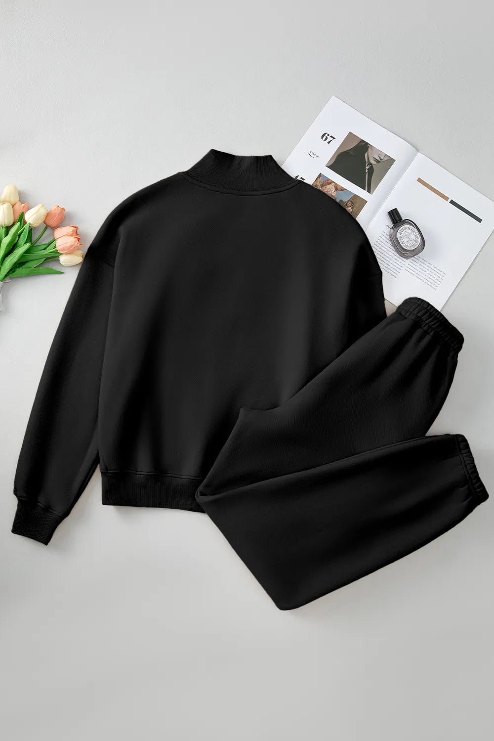 Quarter Zip Long Sleeve Top and Pants Set - Salt & Stone