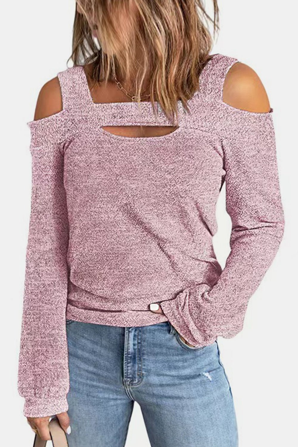 Full Size Cutout Cold Shoulder Blouse - Salt & Stone