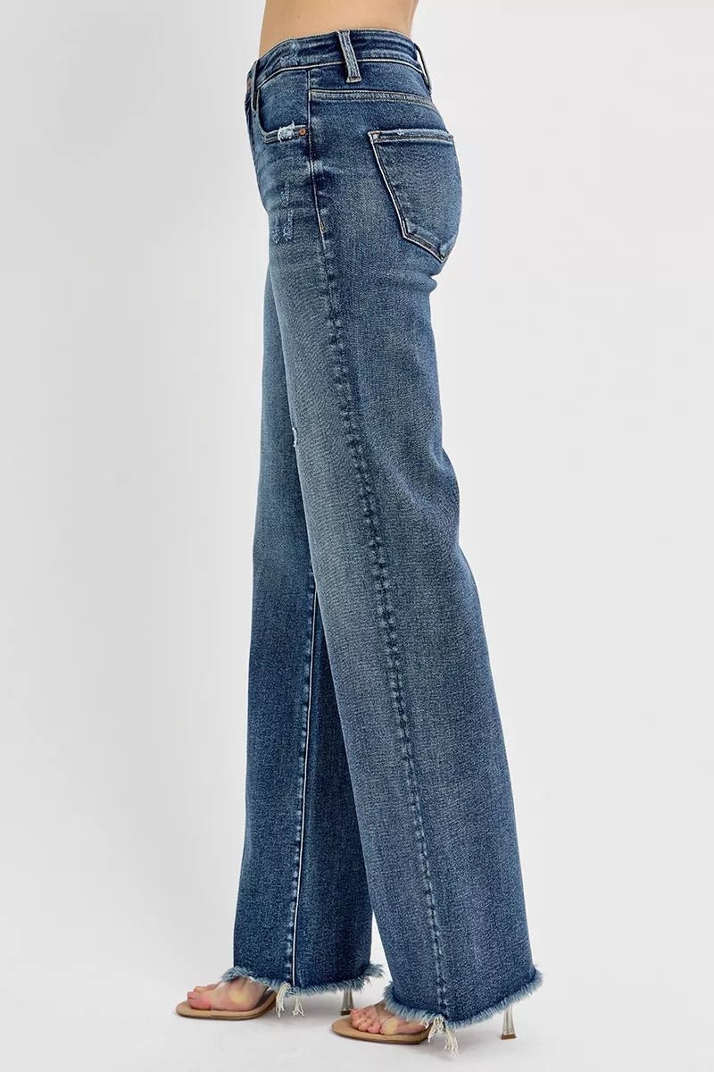 RISEN Full Size Tummy Control High Rise Long Straight Jeans Plus Size - Salt & Stone