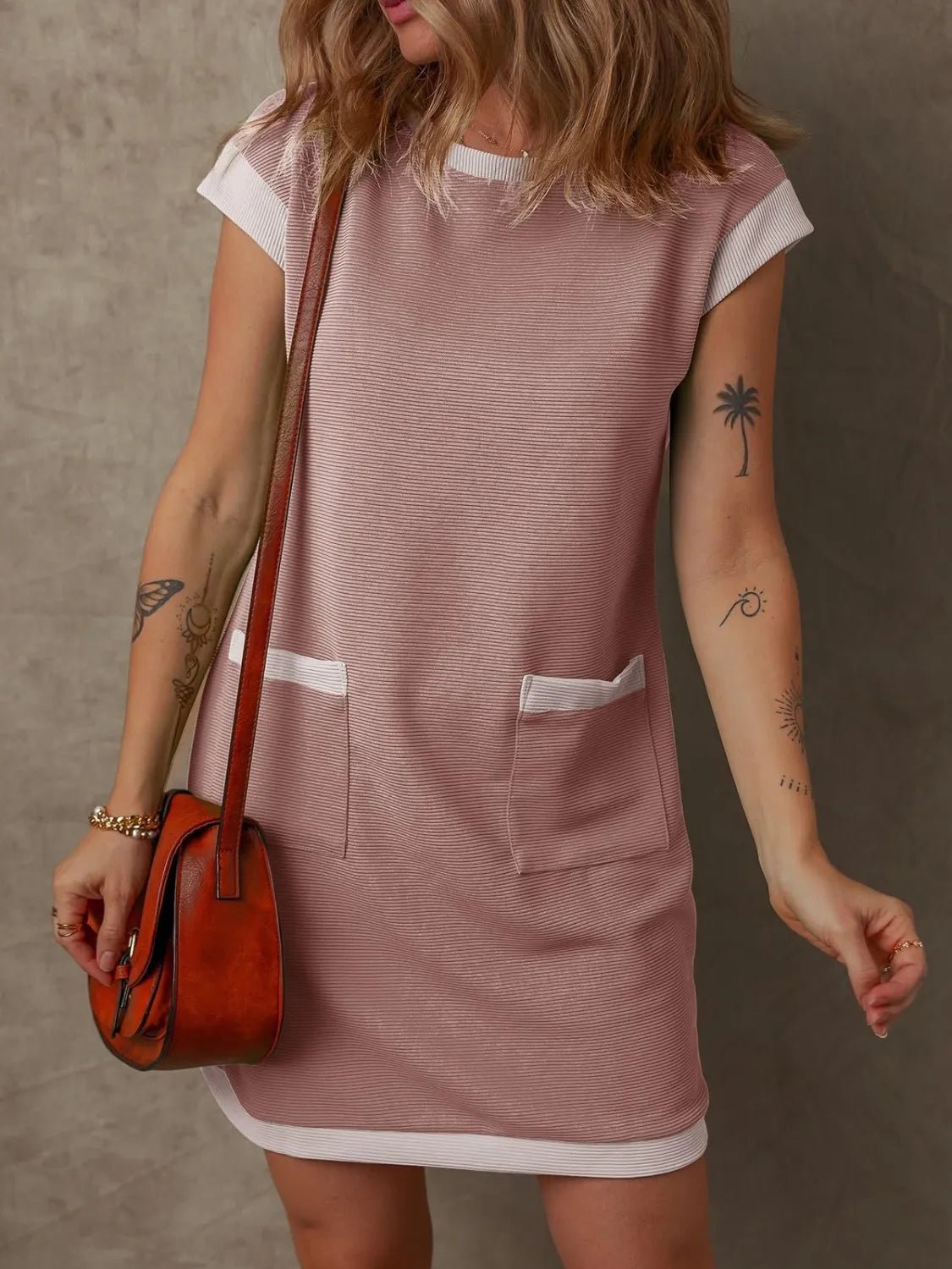 Round Neck Cap Sleeve Mini Dress - Salt & Stone