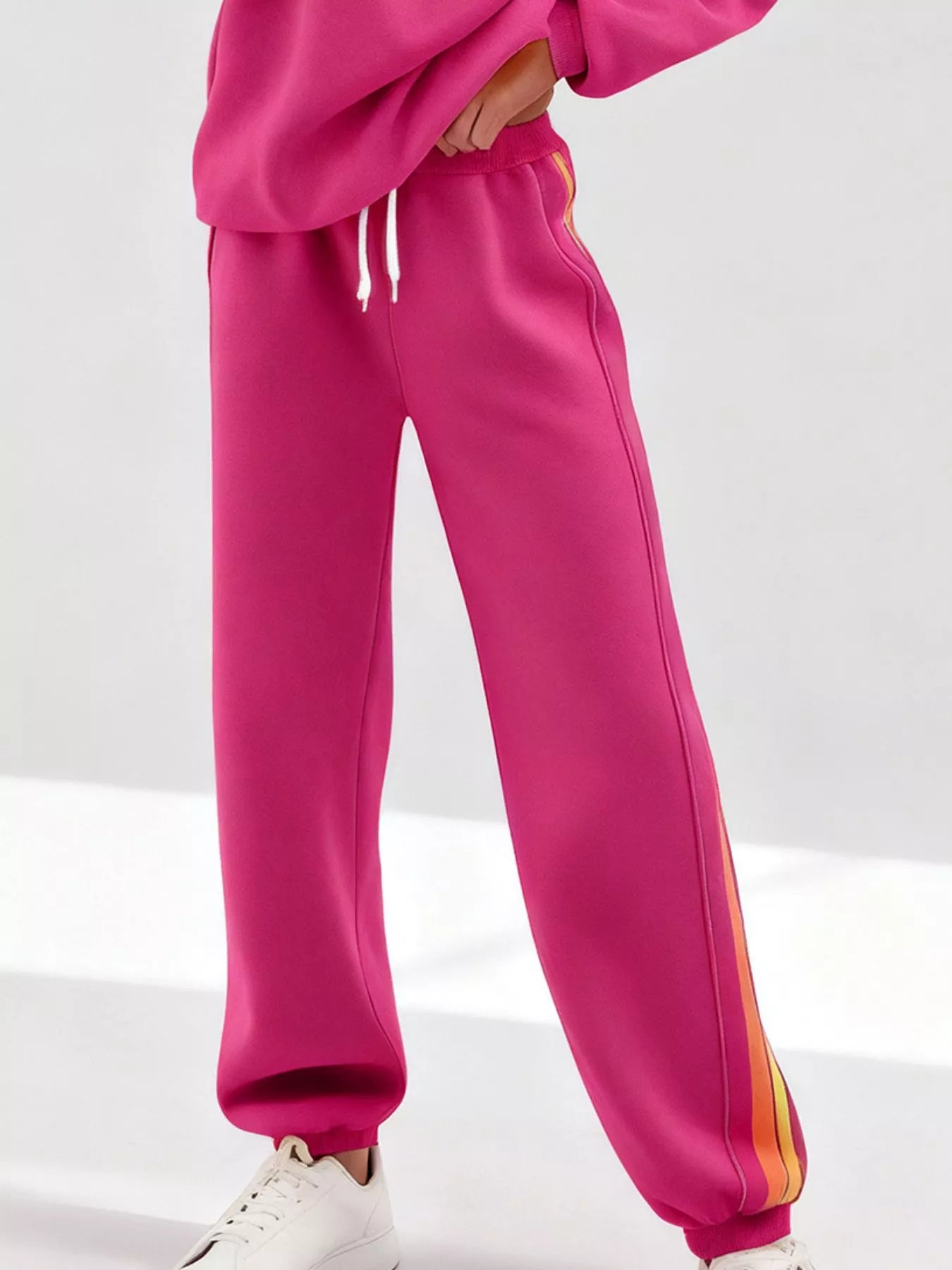 Striped Round Neck Sweatshirt and Pants Set - Salt & Stone