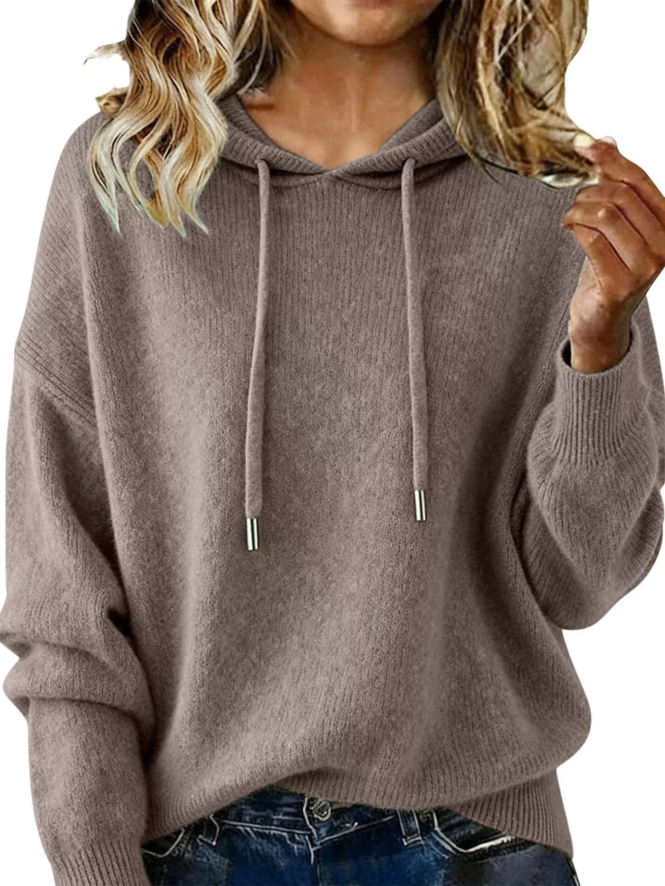 Drawstring Long Sleeve Hooded Sweater - Salt & Stone