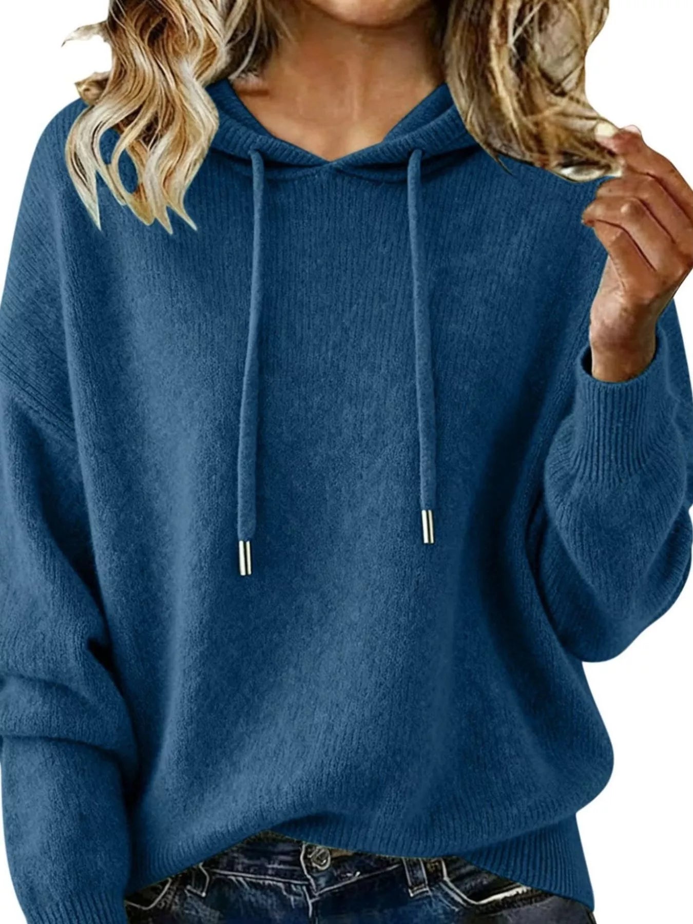 Drawstring Long Sleeve Hooded Sweater - Salt & Stone