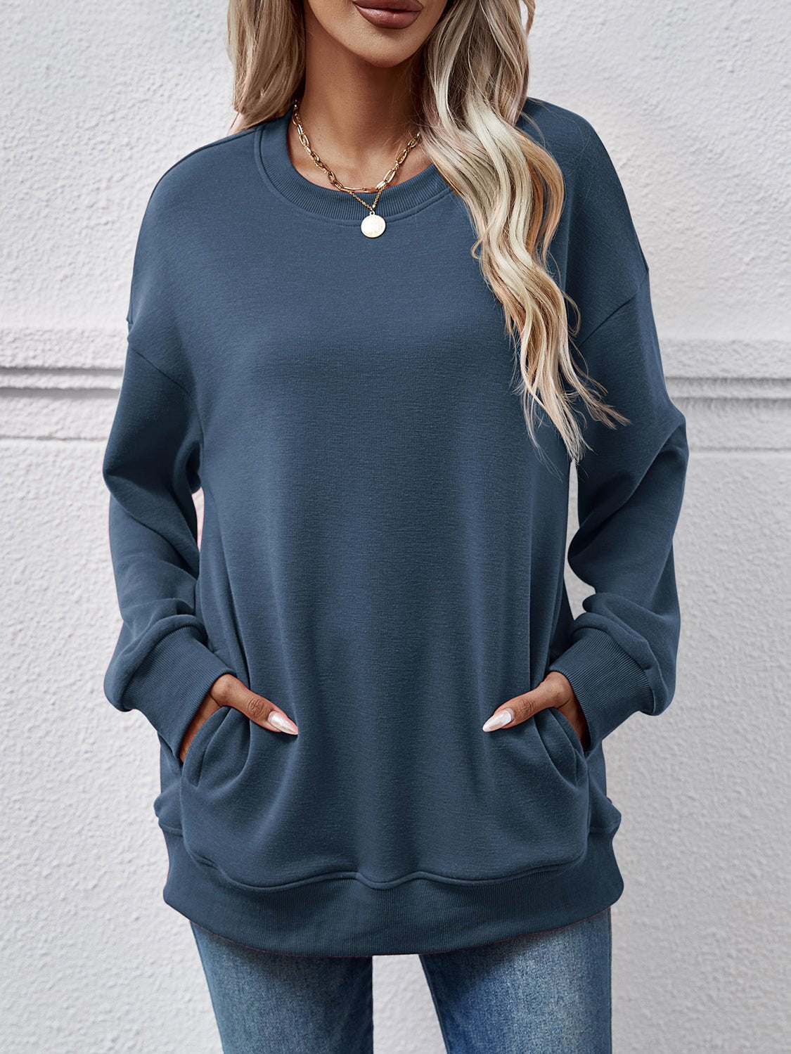 Dropped Shoulder Sweatshirt with Pockets - Salt & Stone