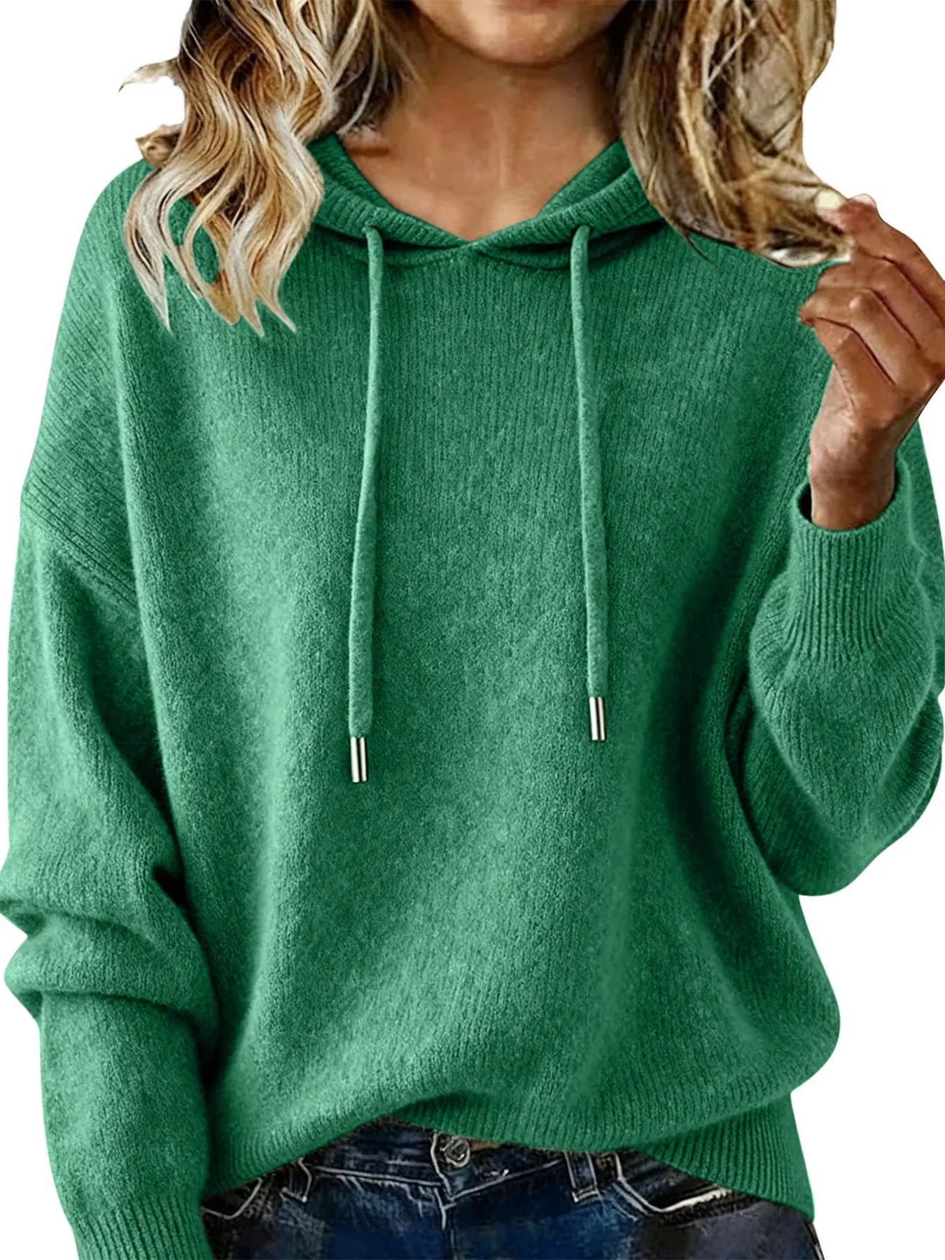 Drawstring Long Sleeve Hooded Sweater - Salt & Stone