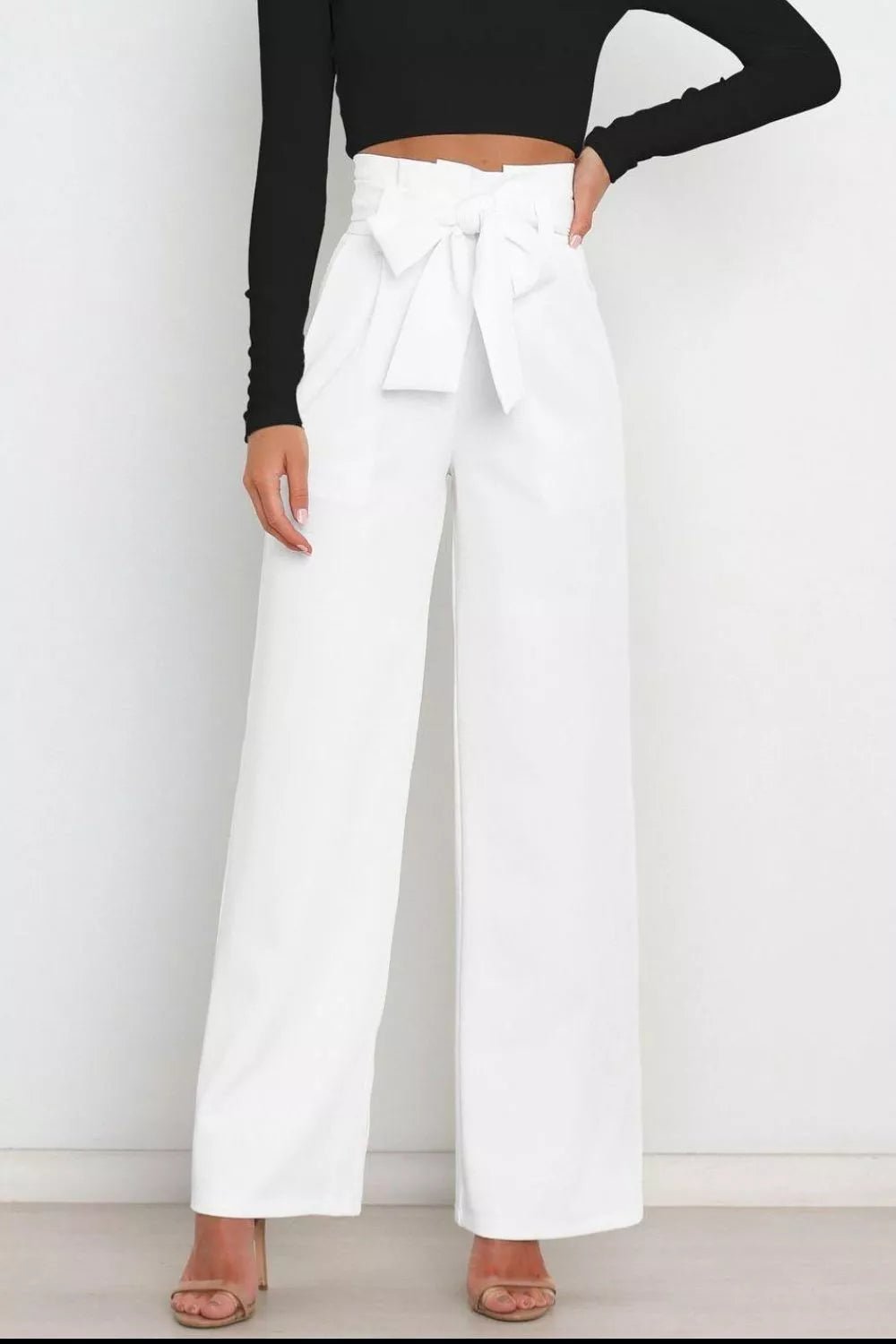 High Waist Tie Front Wide Leg Pants - Salt & Stone