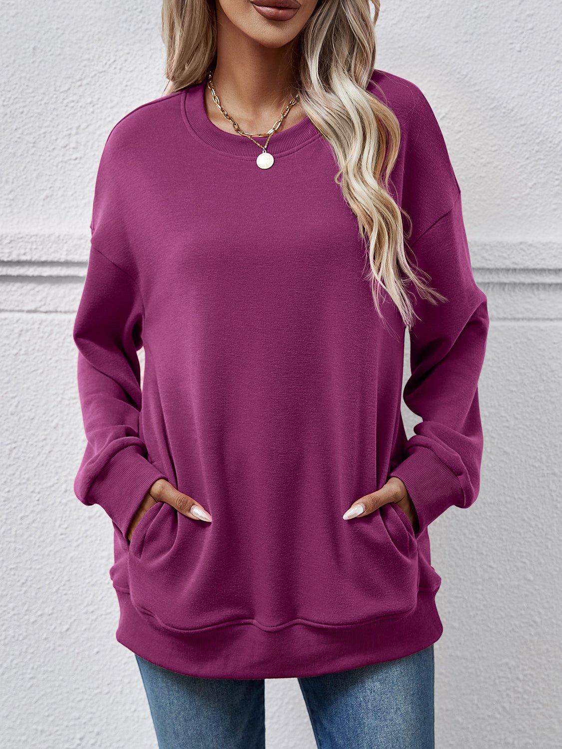 Dropped Shoulder Sweatshirt with Pockets - Salt & Stone