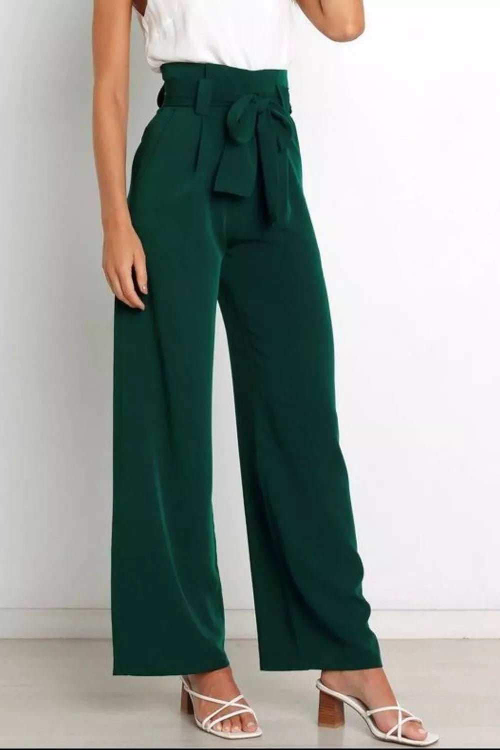 High Waist Tie Front Wide Leg Pants - Salt & Stone