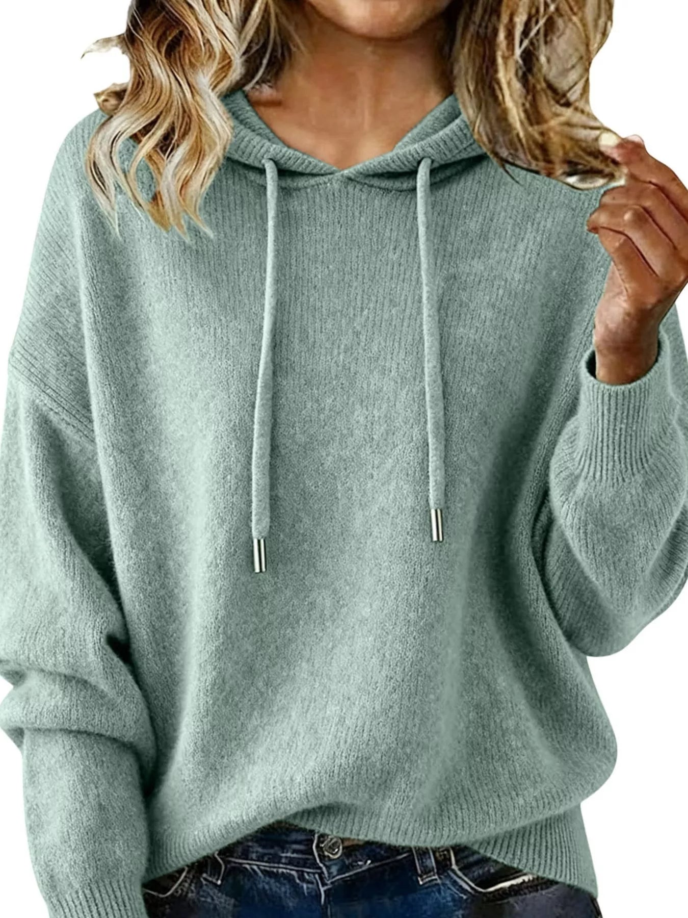 Drawstring Long Sleeve Hooded Sweater - Salt & Stone