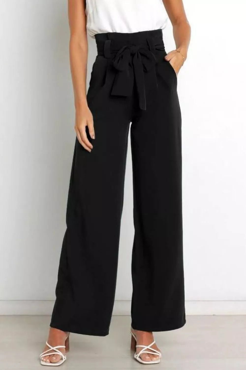 High Waist Tie Front Wide Leg Pants - Salt & Stone