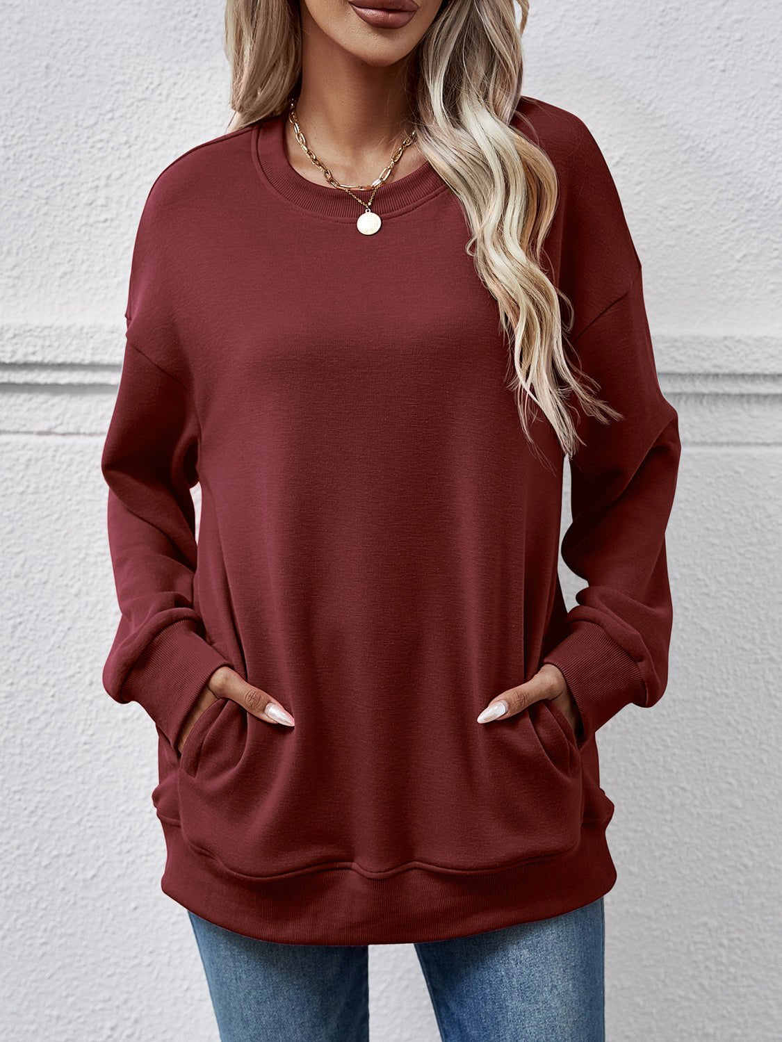 Dropped Shoulder Sweatshirt with Pockets - Salt & Stone