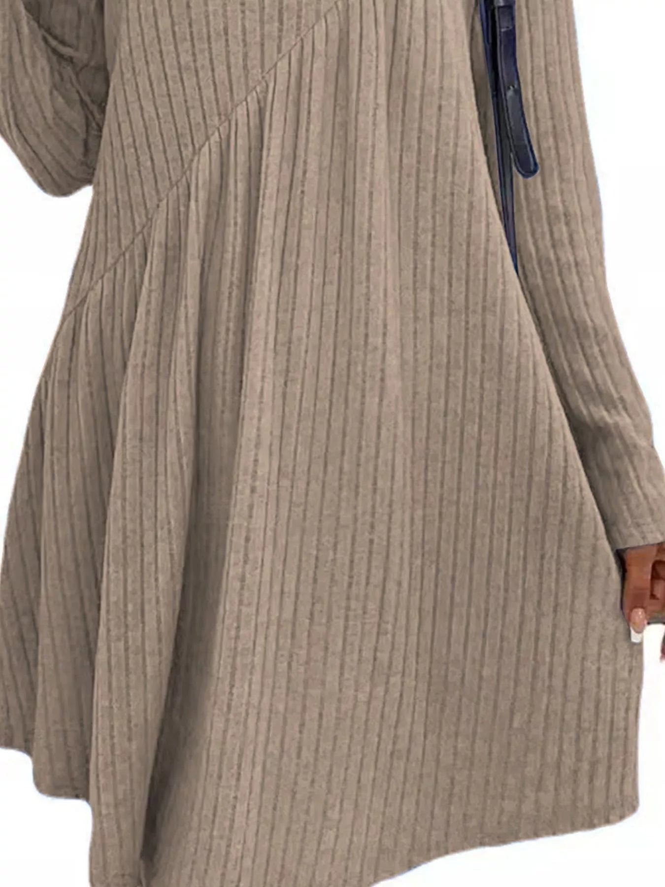 Casual Ribbed Knit Long Sleeve Swing Dress - Salt & Stone