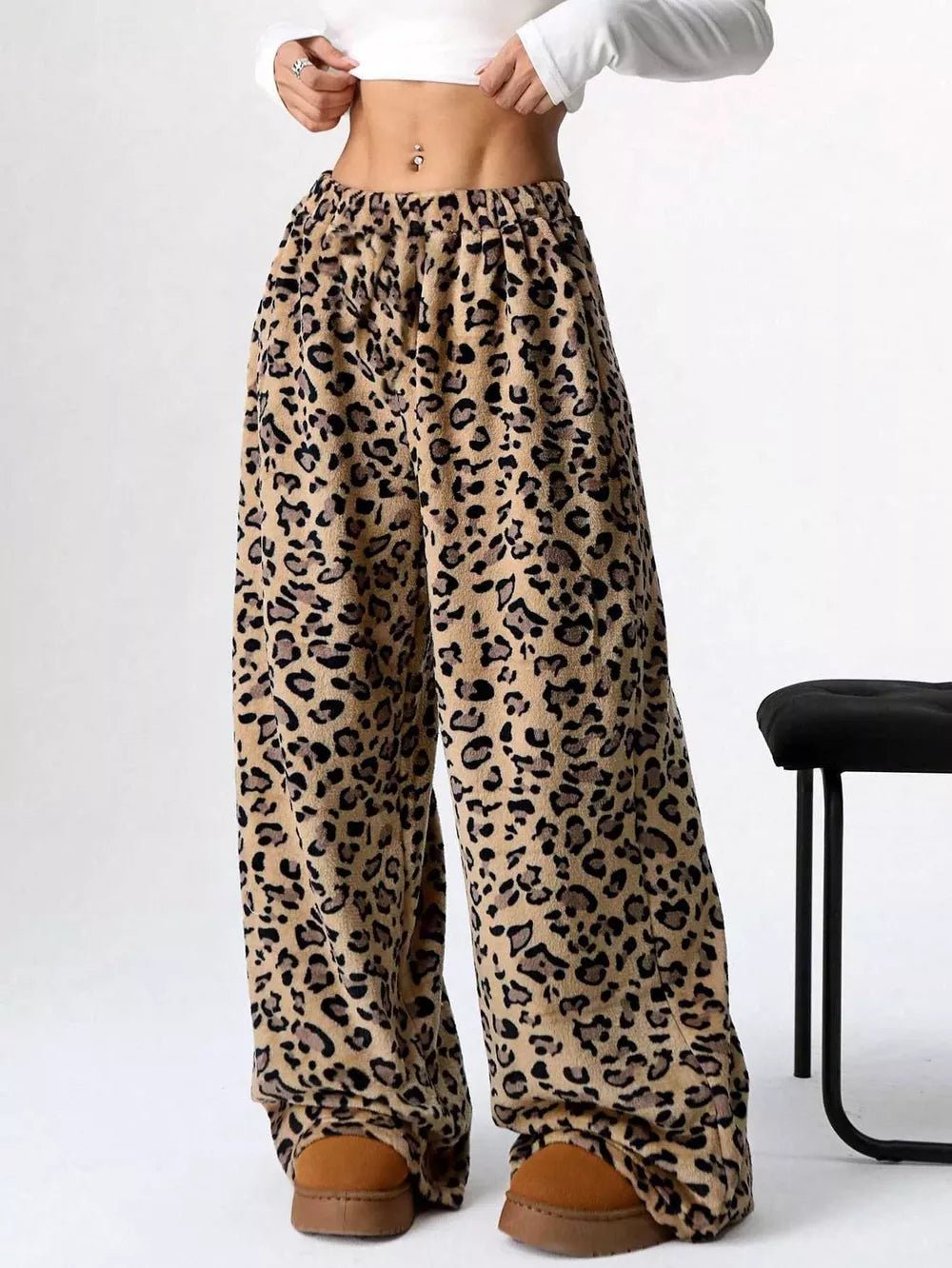 Leopard Wide Leg Plush Pants - Salt & Stone