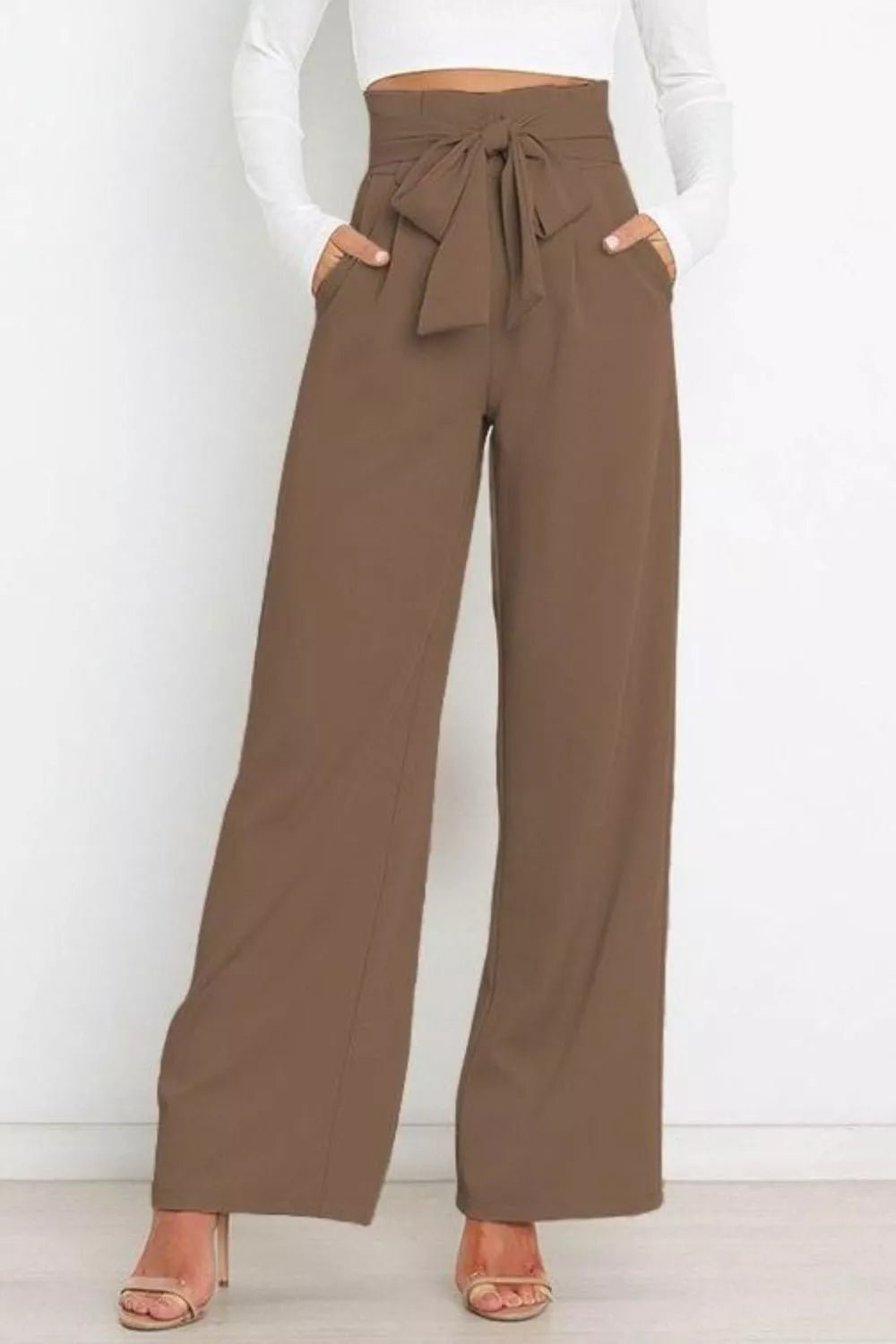 High Waist Tie Front Wide Leg Pants - Salt & Stone