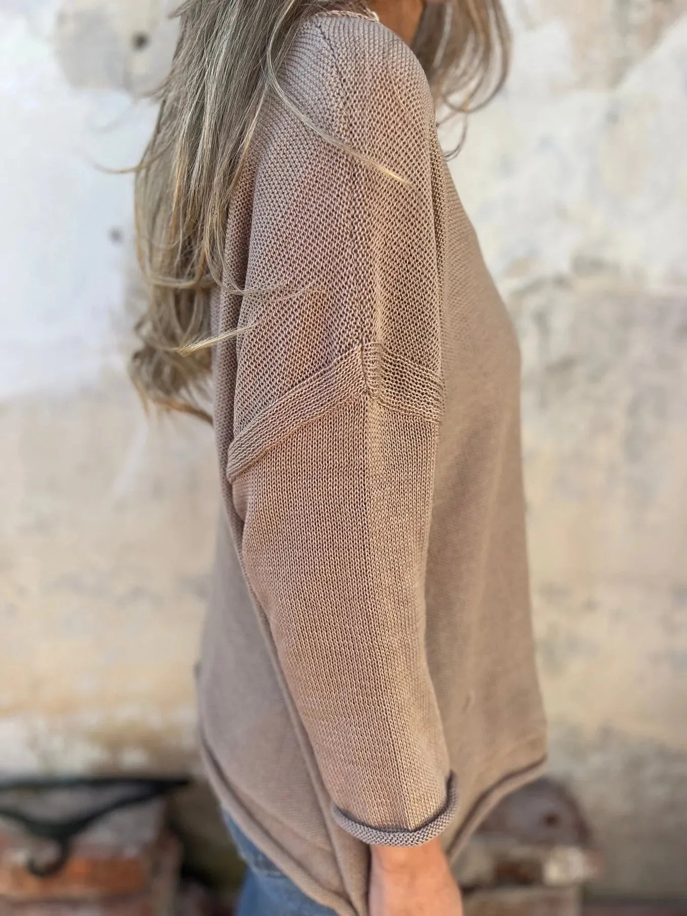 Full Size Casual V - Neck Knit Sweater Plus Size - Salt & Stone