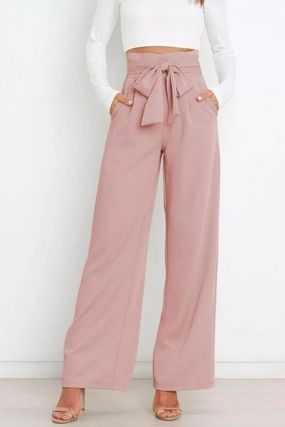High Waist Tie Front Wide Leg Pants - Salt & Stone