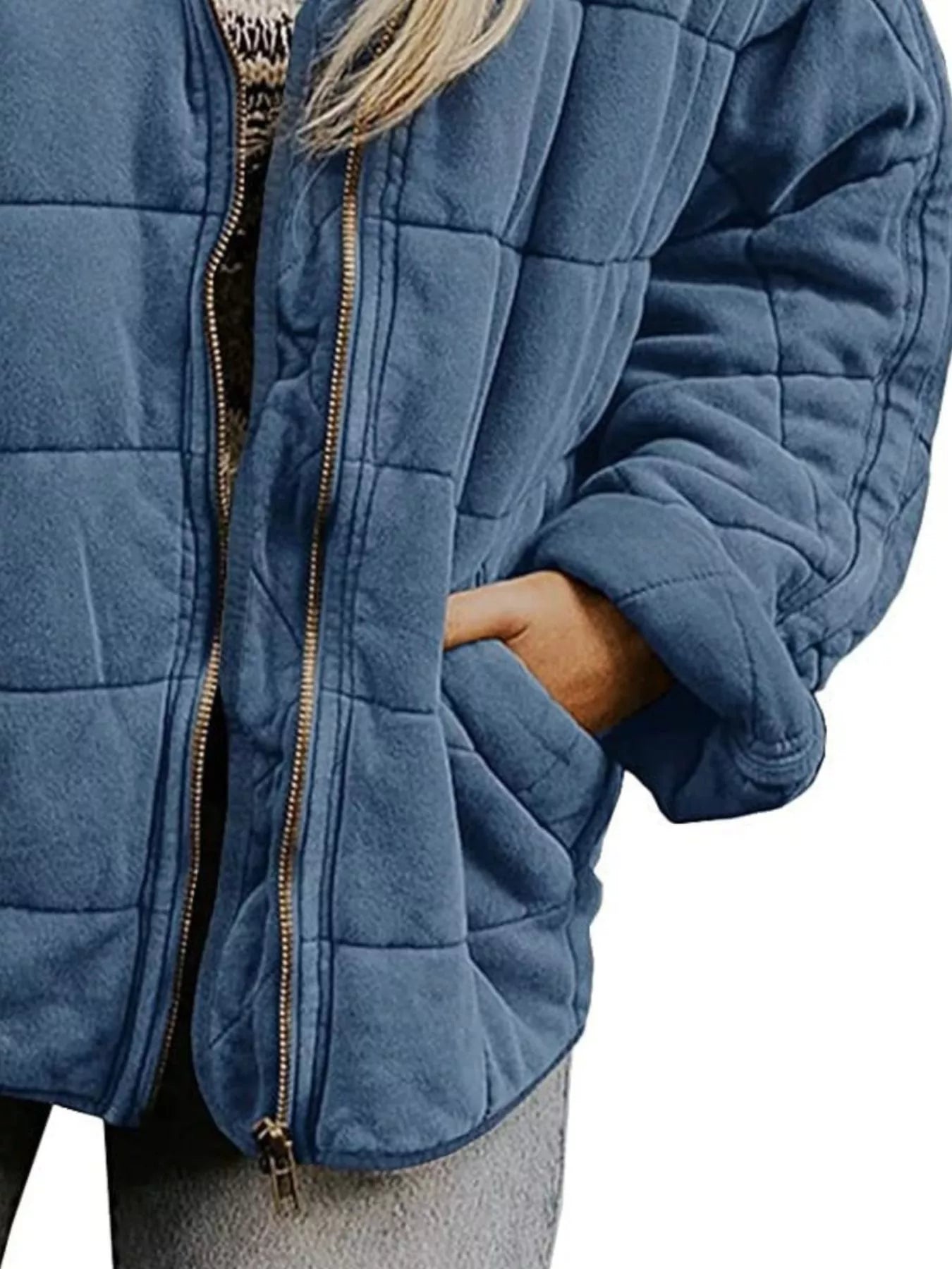 Full Size Zip Up Quilted Bomber Jacket Plus Size - Salt & Stone