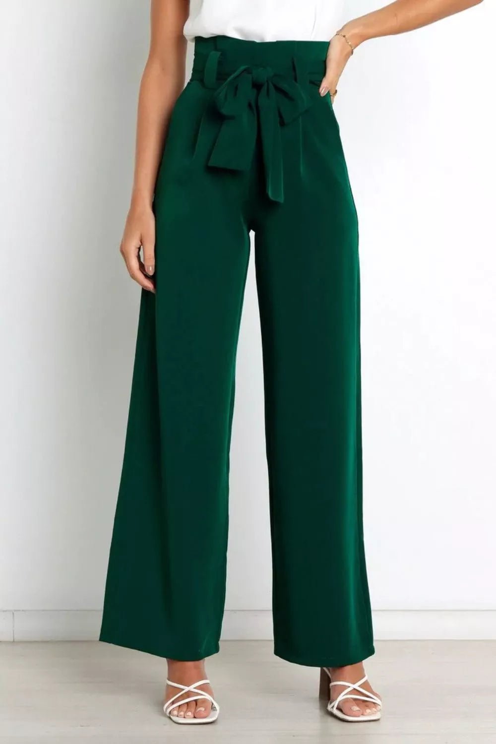 High Waist Tie Front Wide Leg Pants - Salt & Stone