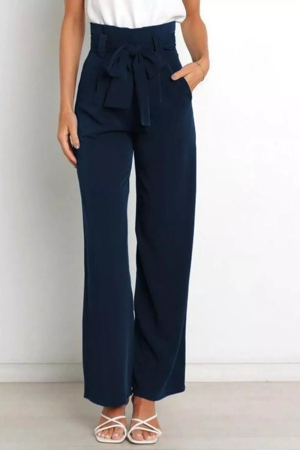 High Waist Tie Front Wide Leg Pants - Salt & Stone