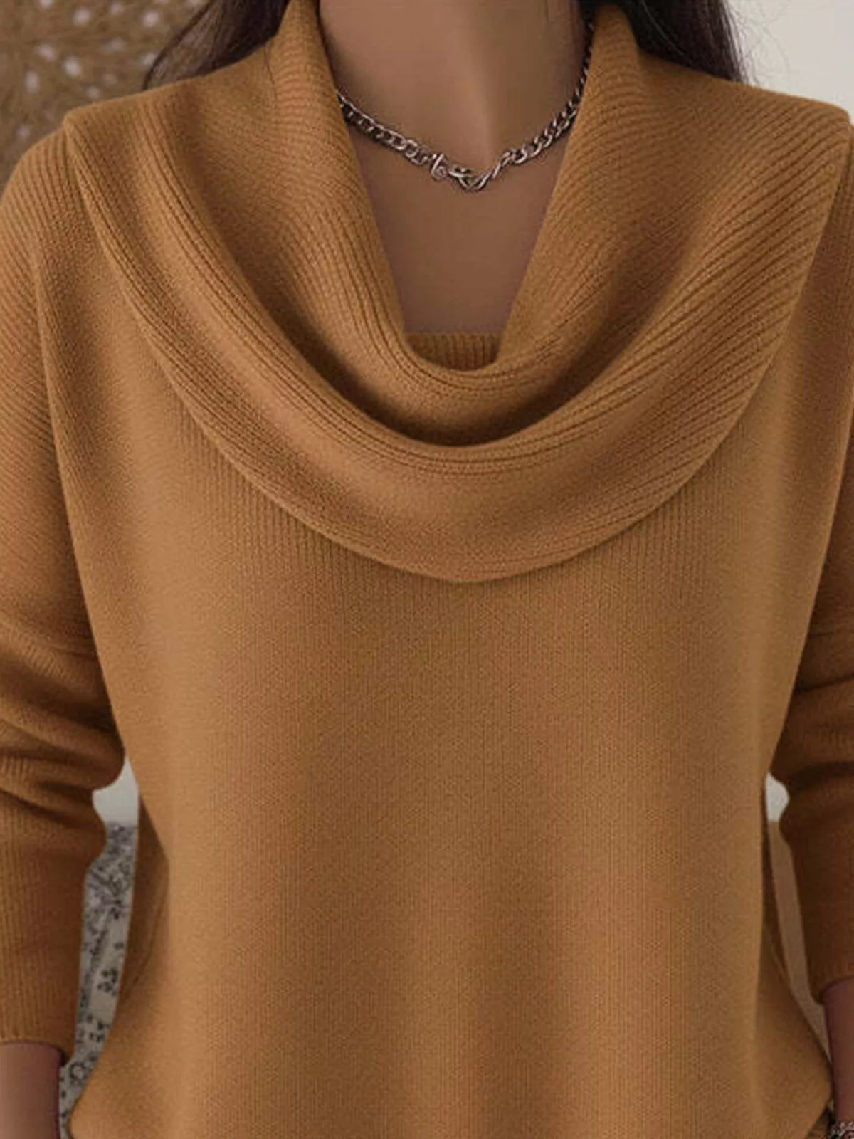 Full Size Cowl Neck Solid Color Sweater Plus Size - Salt & Stone