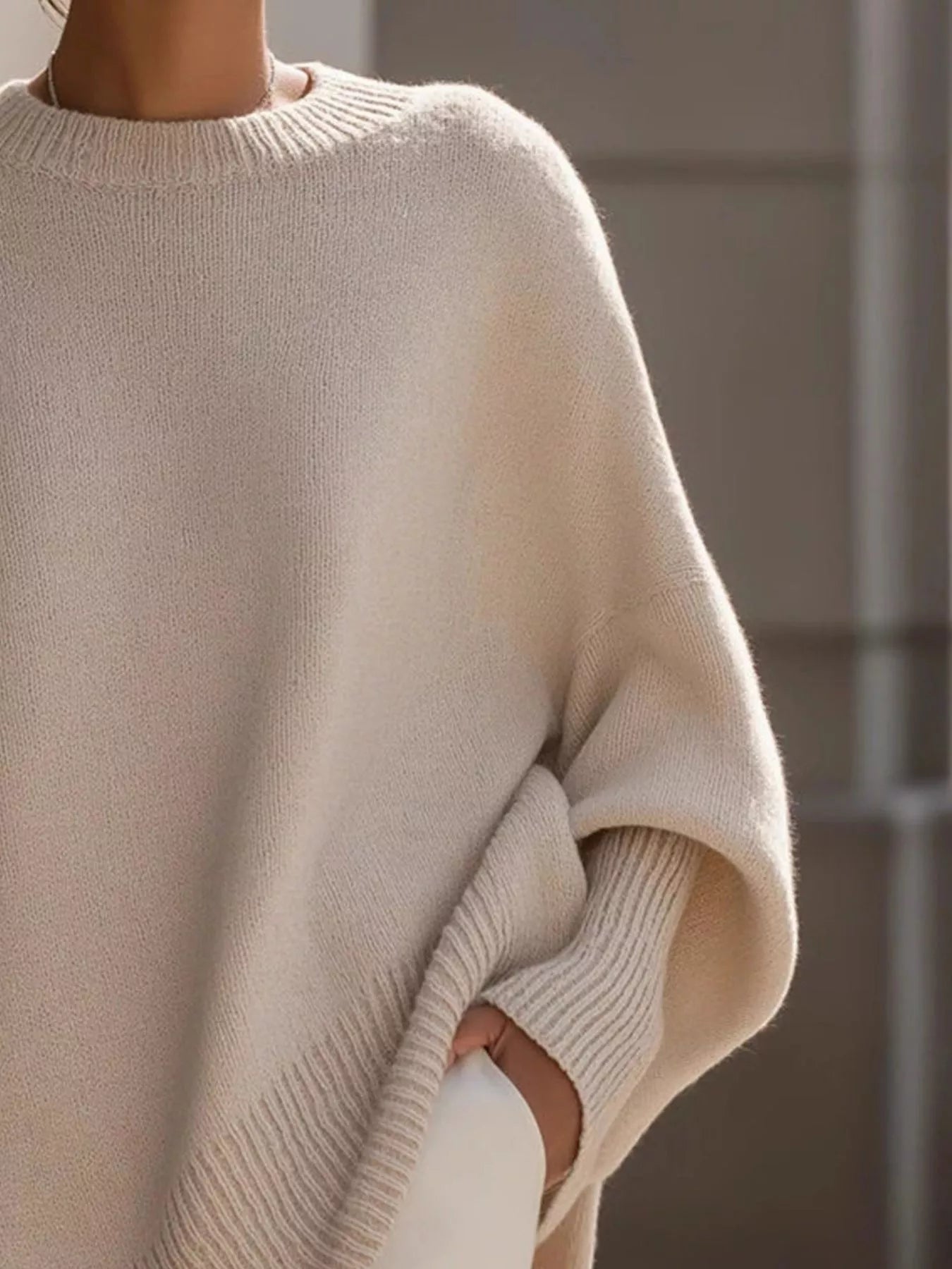 Oversized Batwing Sleeve Round Neck Sweater - Salt & Stone