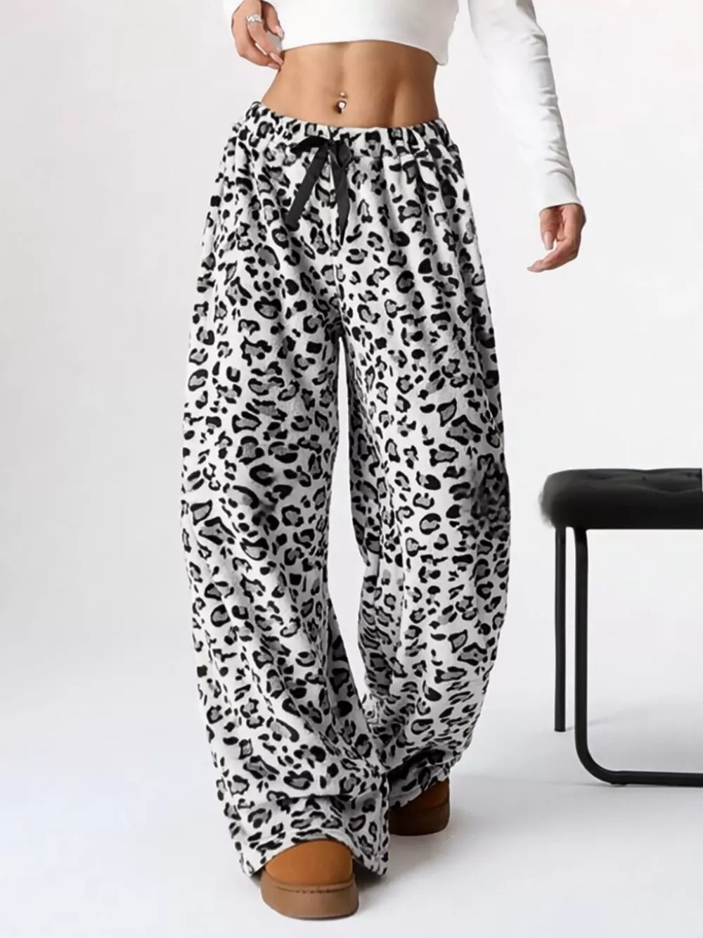 Leopard Wide Leg Plush Pants - Salt & Stone