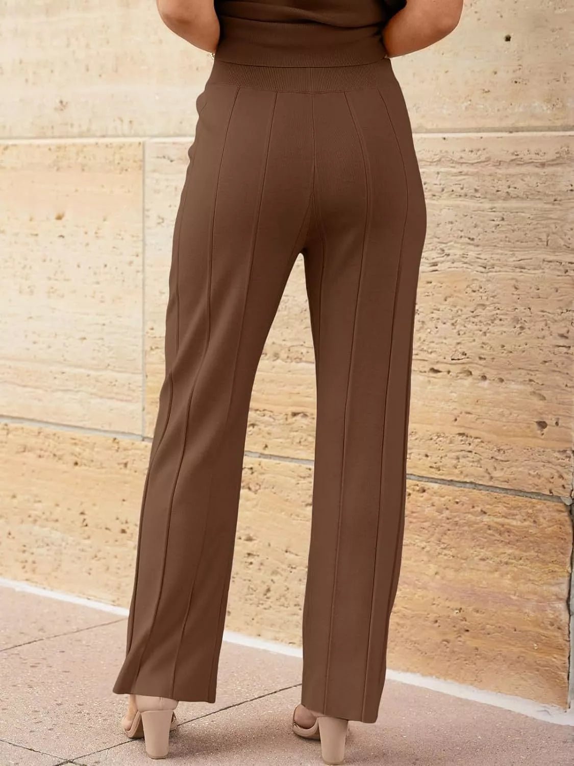 Casual Solid Color Cap Sleeve Top and Pants Knit Set - Salt & Stone