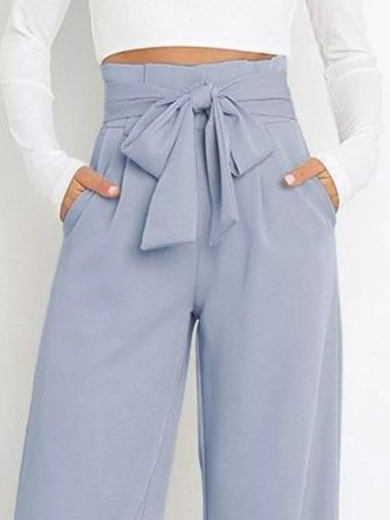 High Waist Tie Front Wide Leg Pants - Salt & Stone