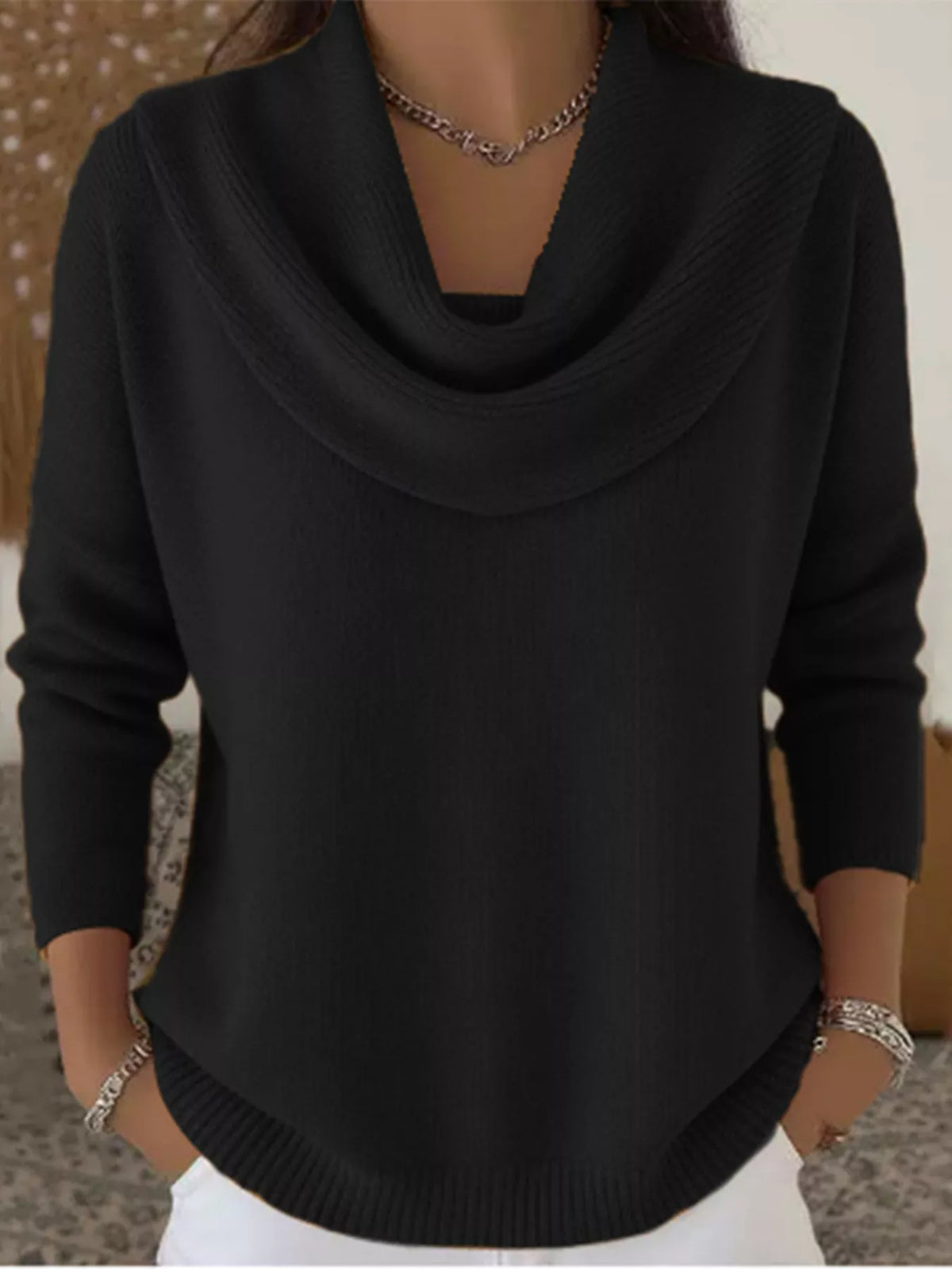 Full Size Cowl Neck Solid Color Sweater Plus Size - Salt & Stone