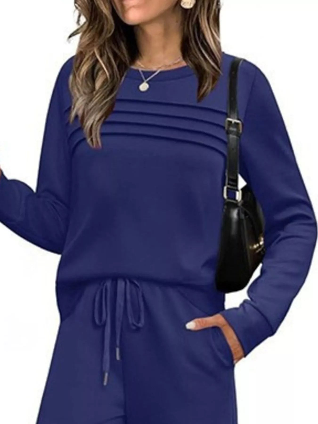 Full Size Long Sleeve Round Neck Top and Pants Set Plus Size - Salt & Stone