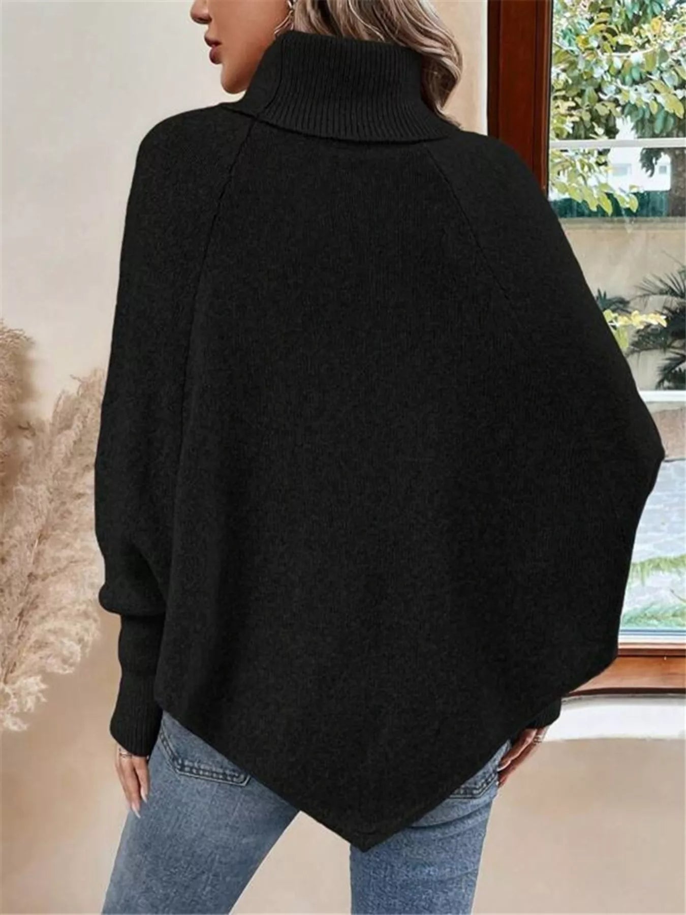 Cable Knit Turtleneck Cape Sweater - Salt & Stone