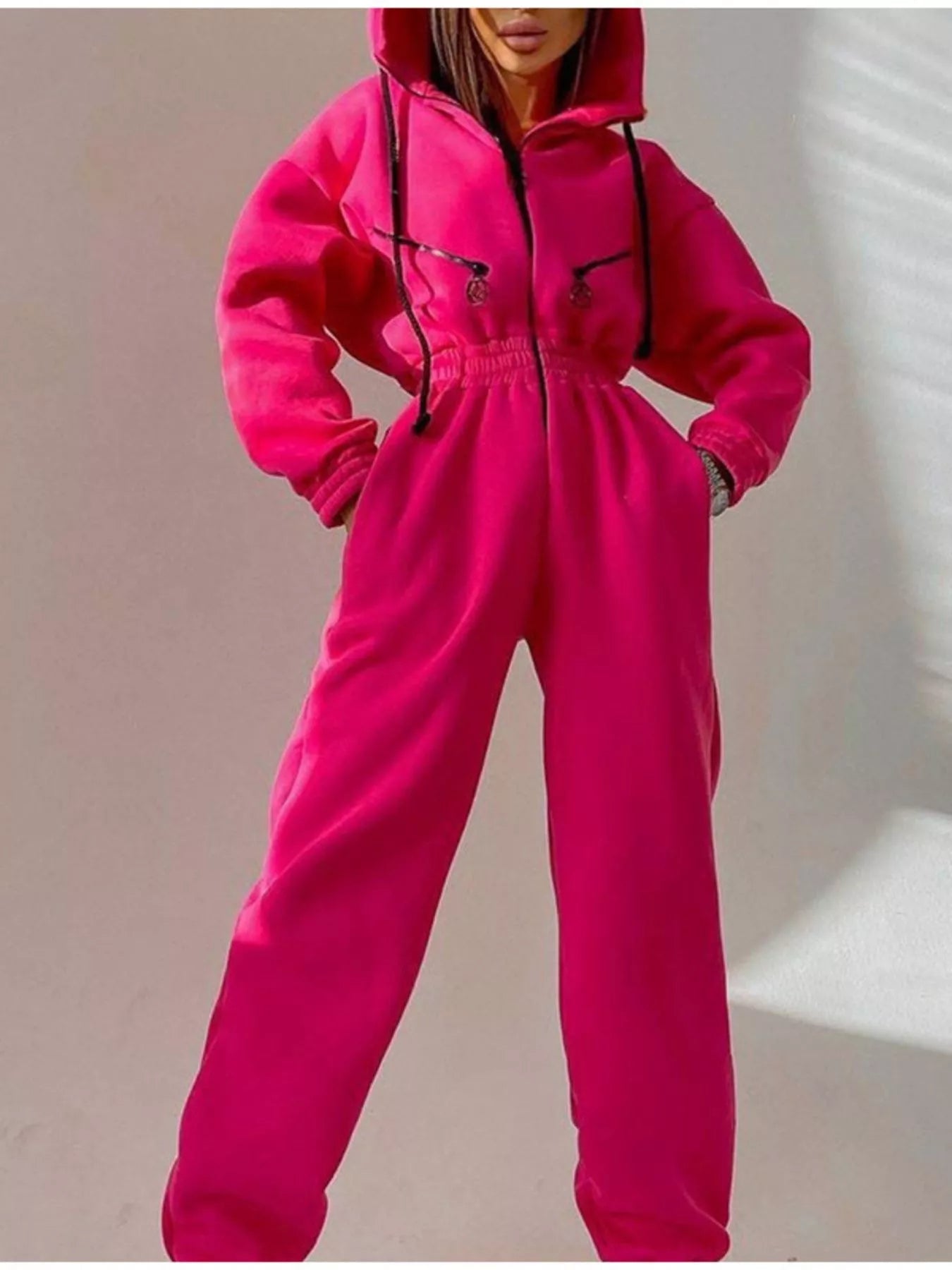 Hooded Zip - Up Long Sleeve Jumpsuit - Salt & Stone