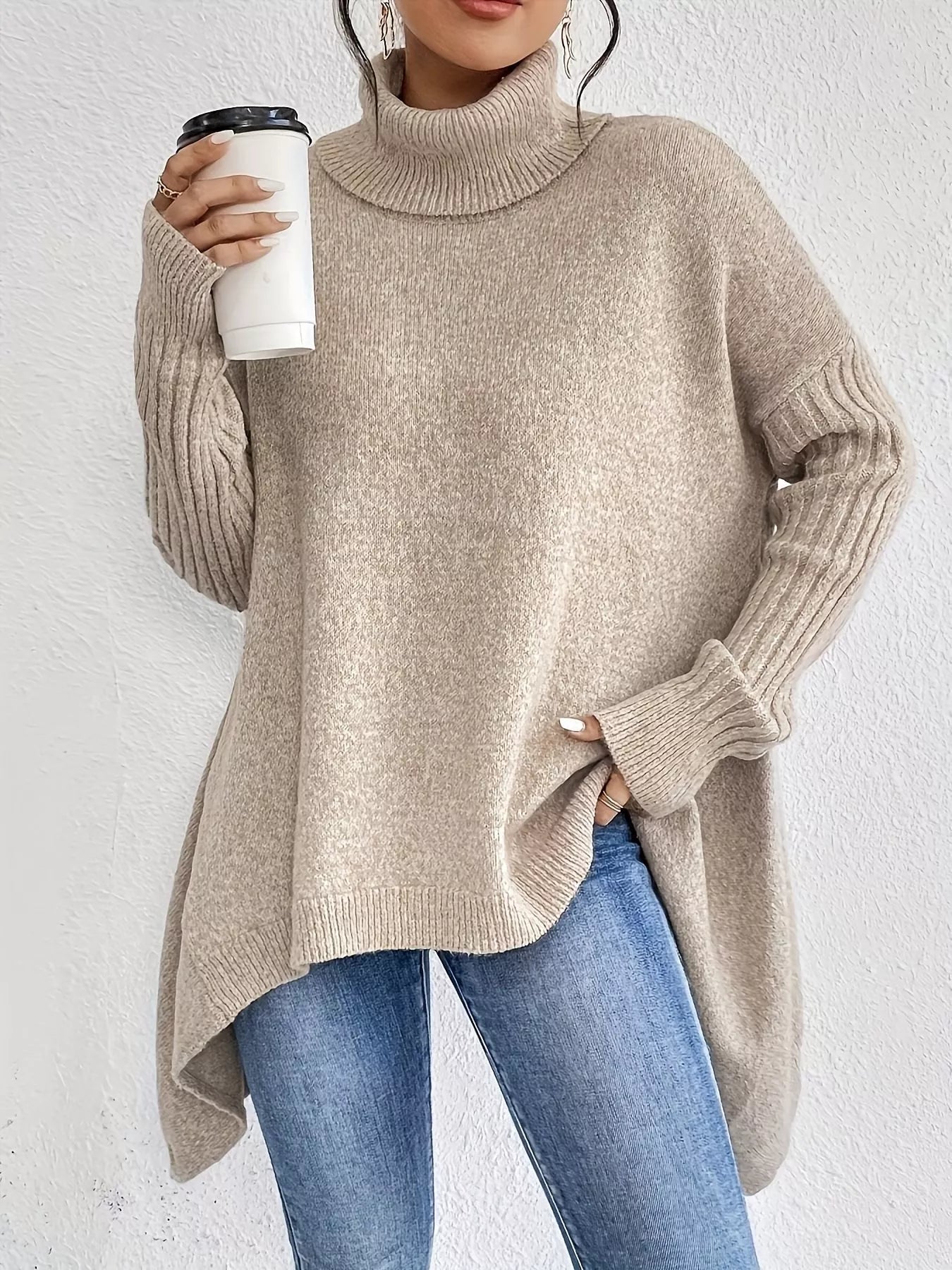 Turtleneck Dropped Shoulder Sweater - Salt & Stone