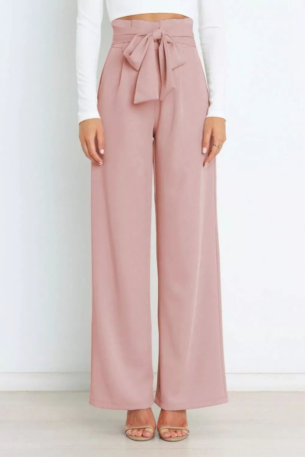 High Waist Tie Front Wide Leg Pants - Salt & Stone