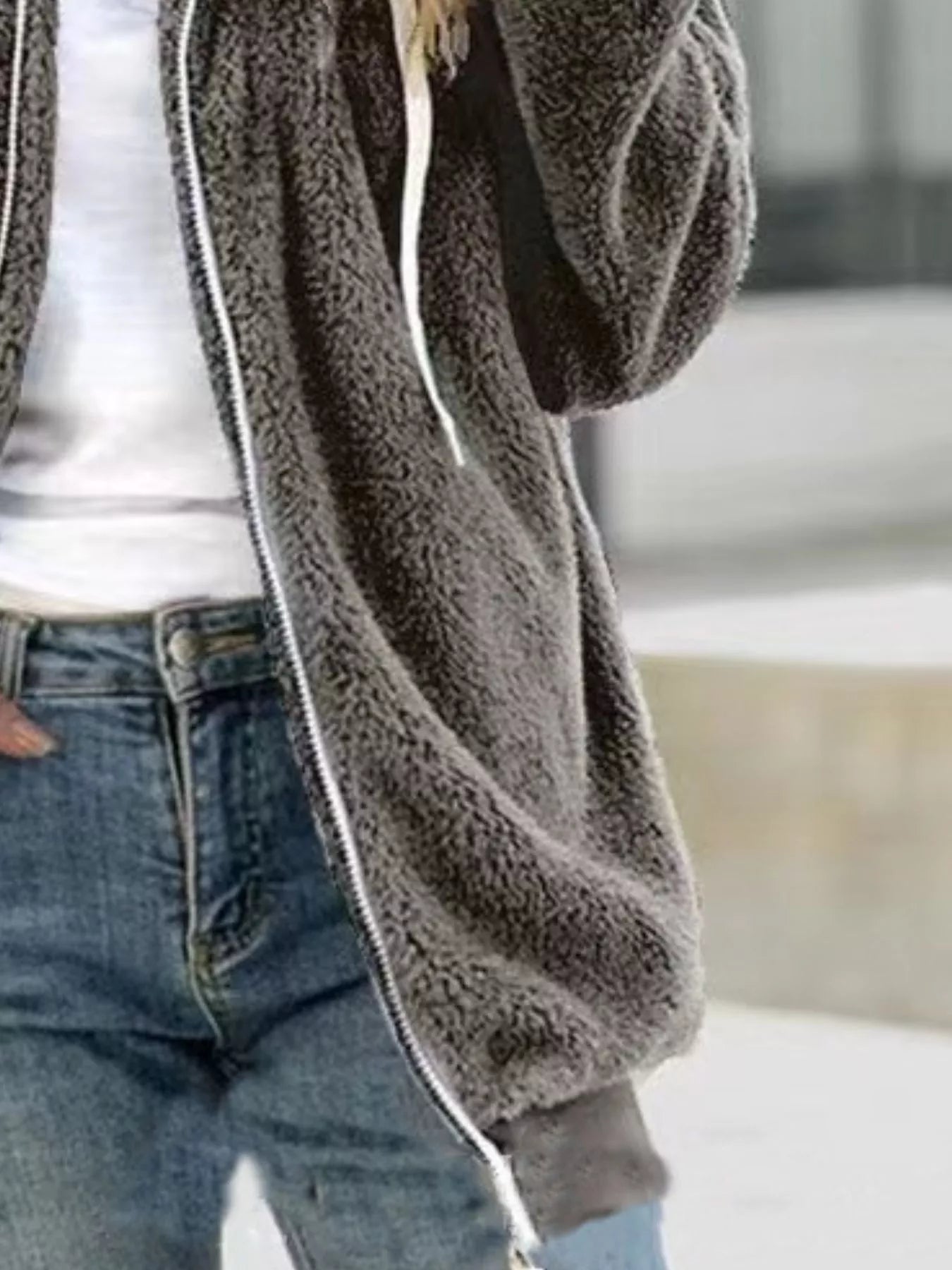Full Size Cozy Fleece Zip - Up Hooded Jacket Plus Size - Salt & Stone