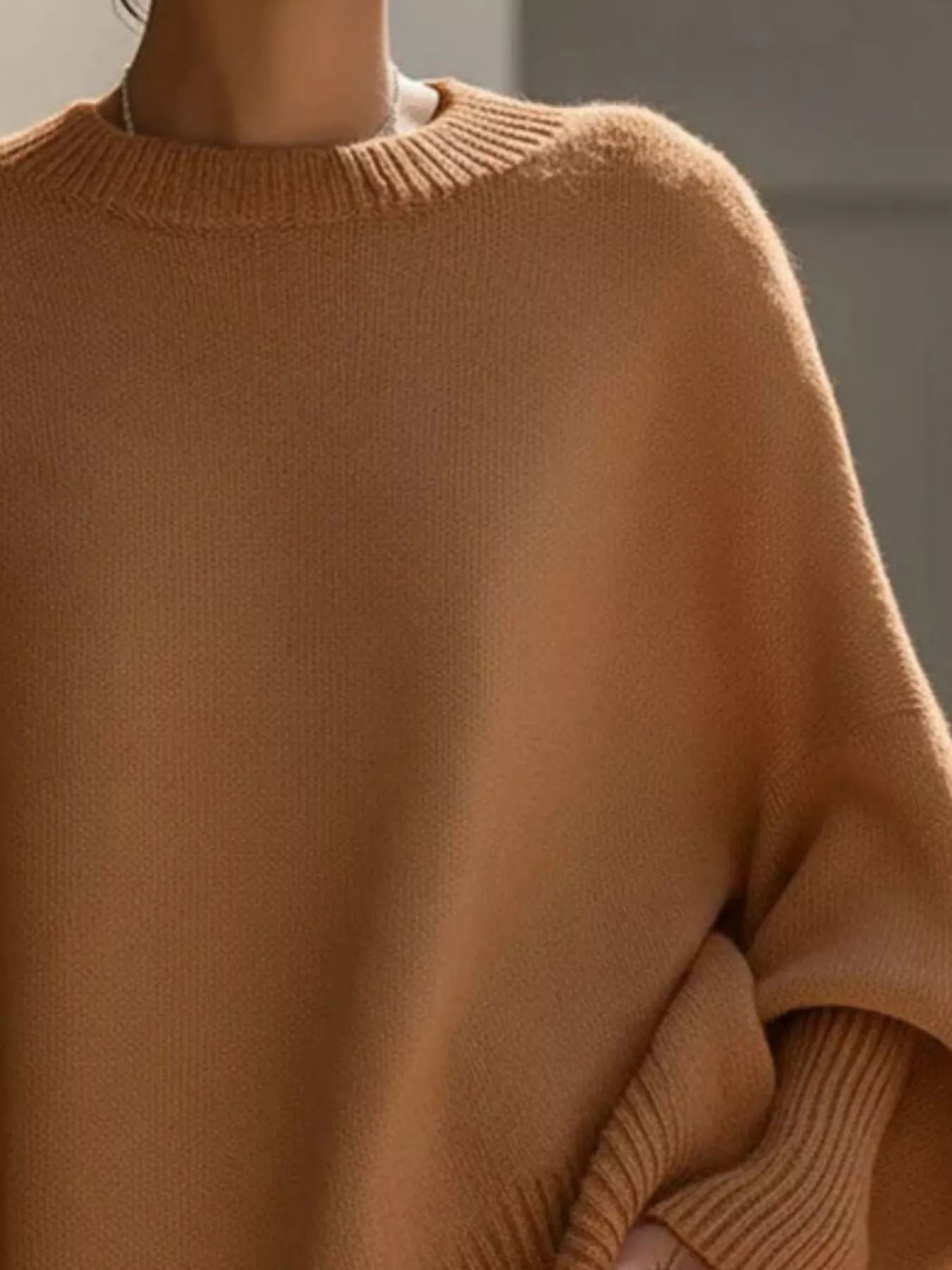 Oversized Batwing Sleeve Round Neck Sweater - Salt & Stone