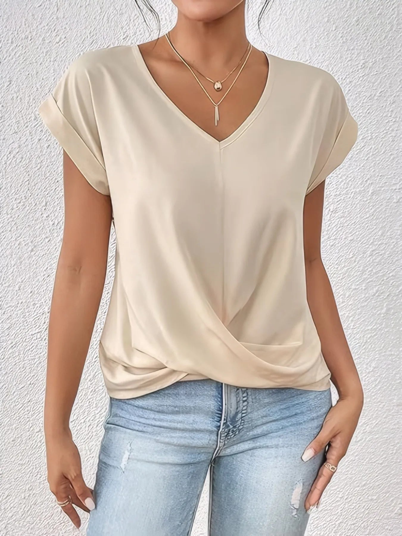 V - Neck Twist Front Top - Salt & Stone